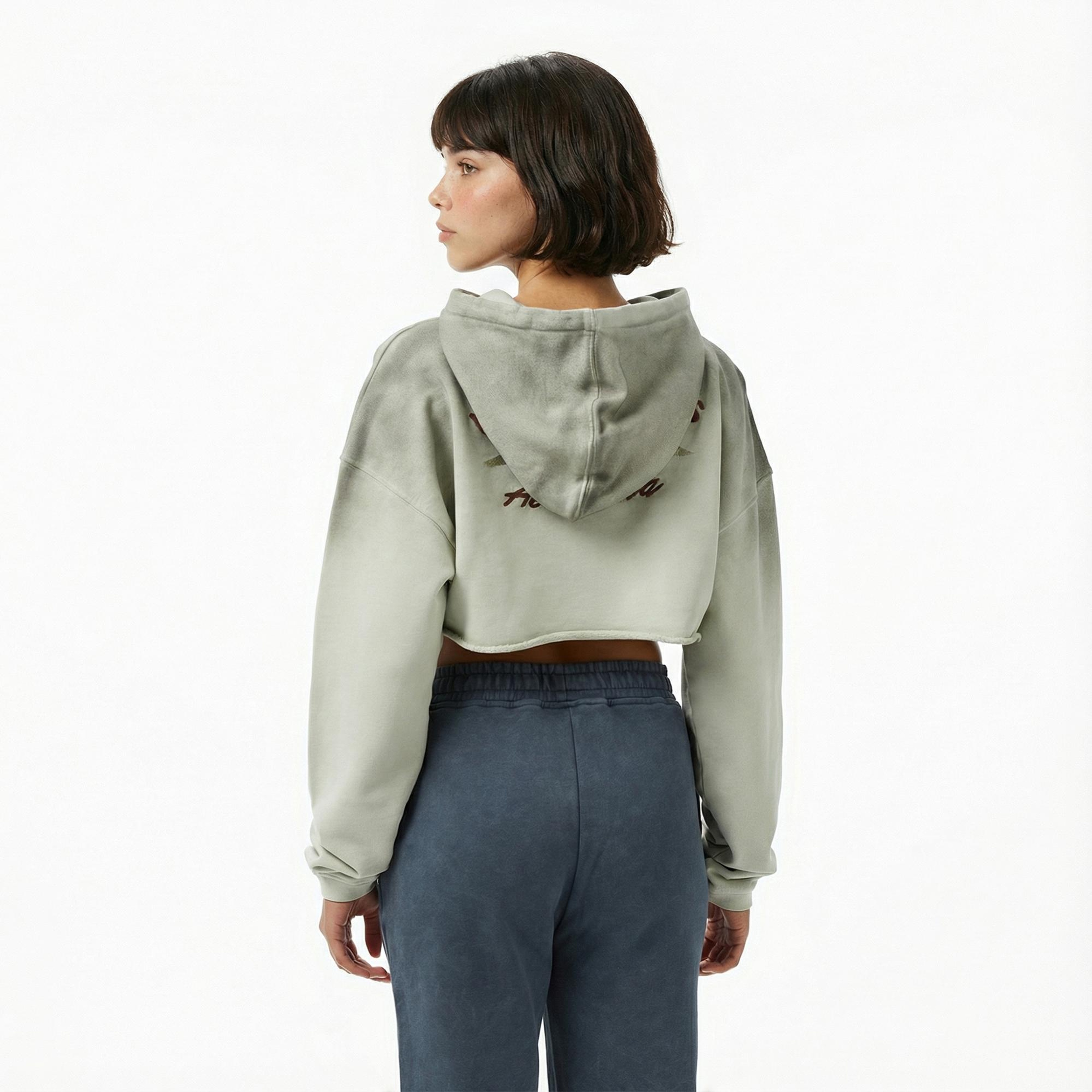 Les Benjamins Crop 006 Kadın Yeşil Sweatshirt