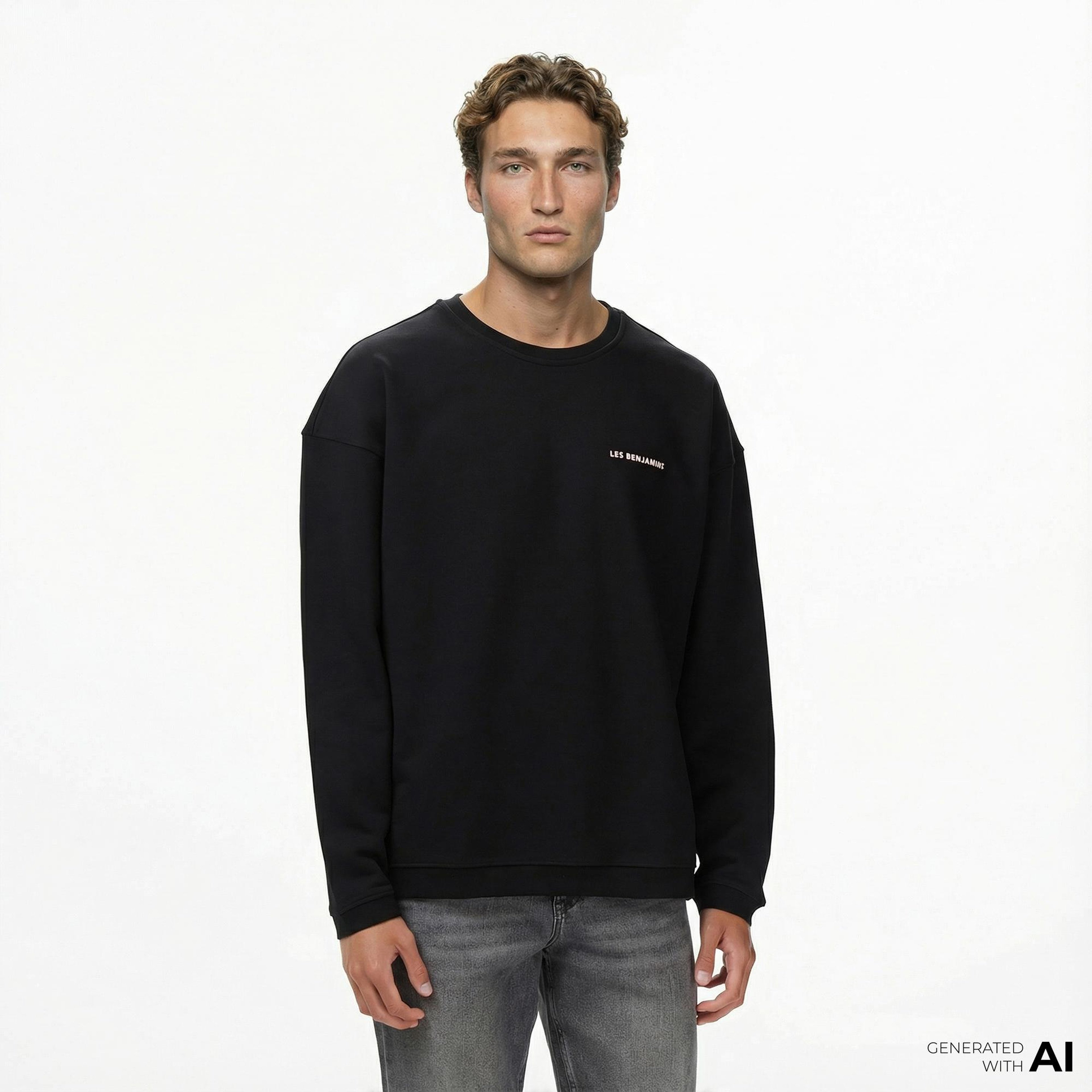 Les Benjamins 005 Erkek Siyah Sweatshirt
