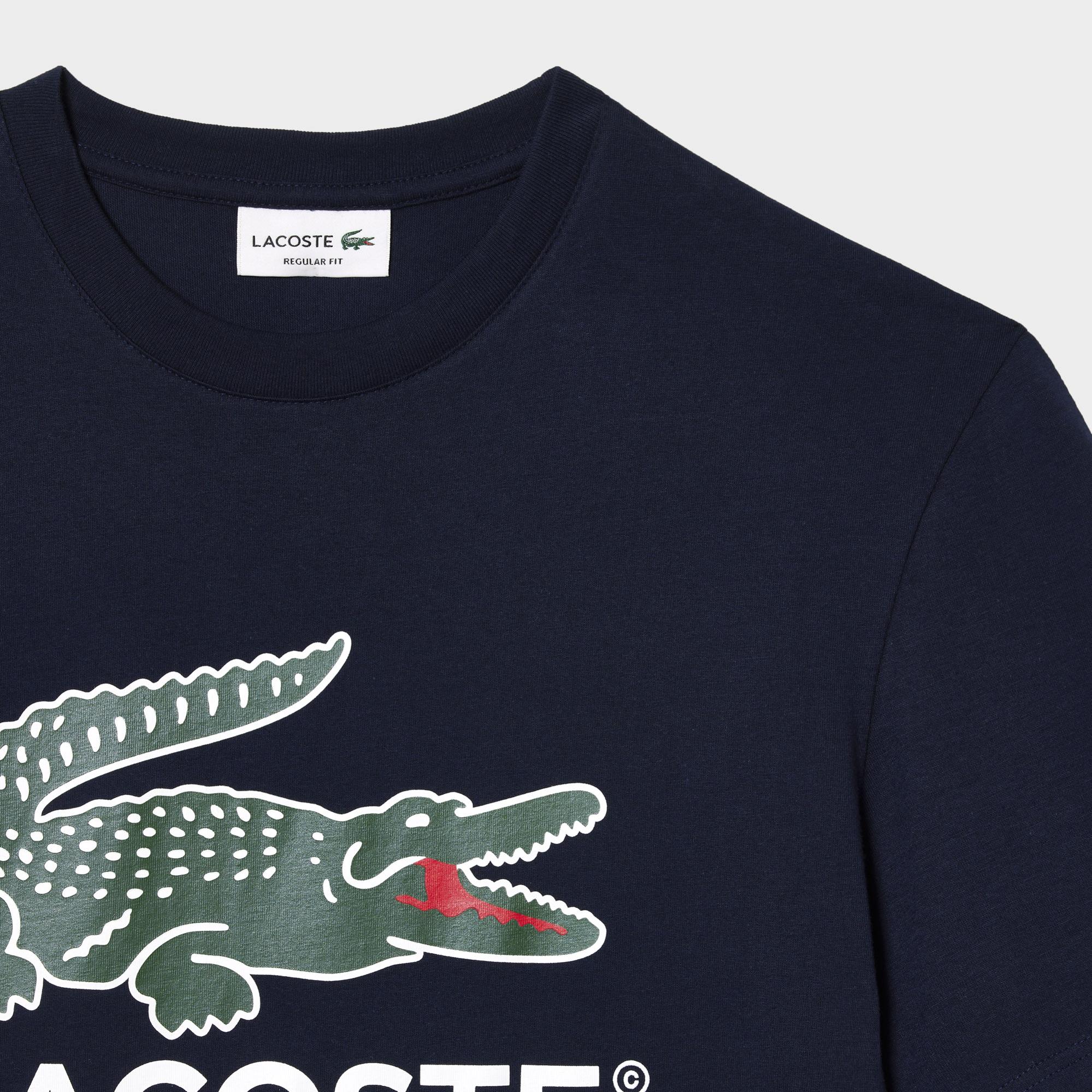 Lacoste Erkek Regular Fit Bisiklet Yaka Baskılı Lacivert T-Shirt