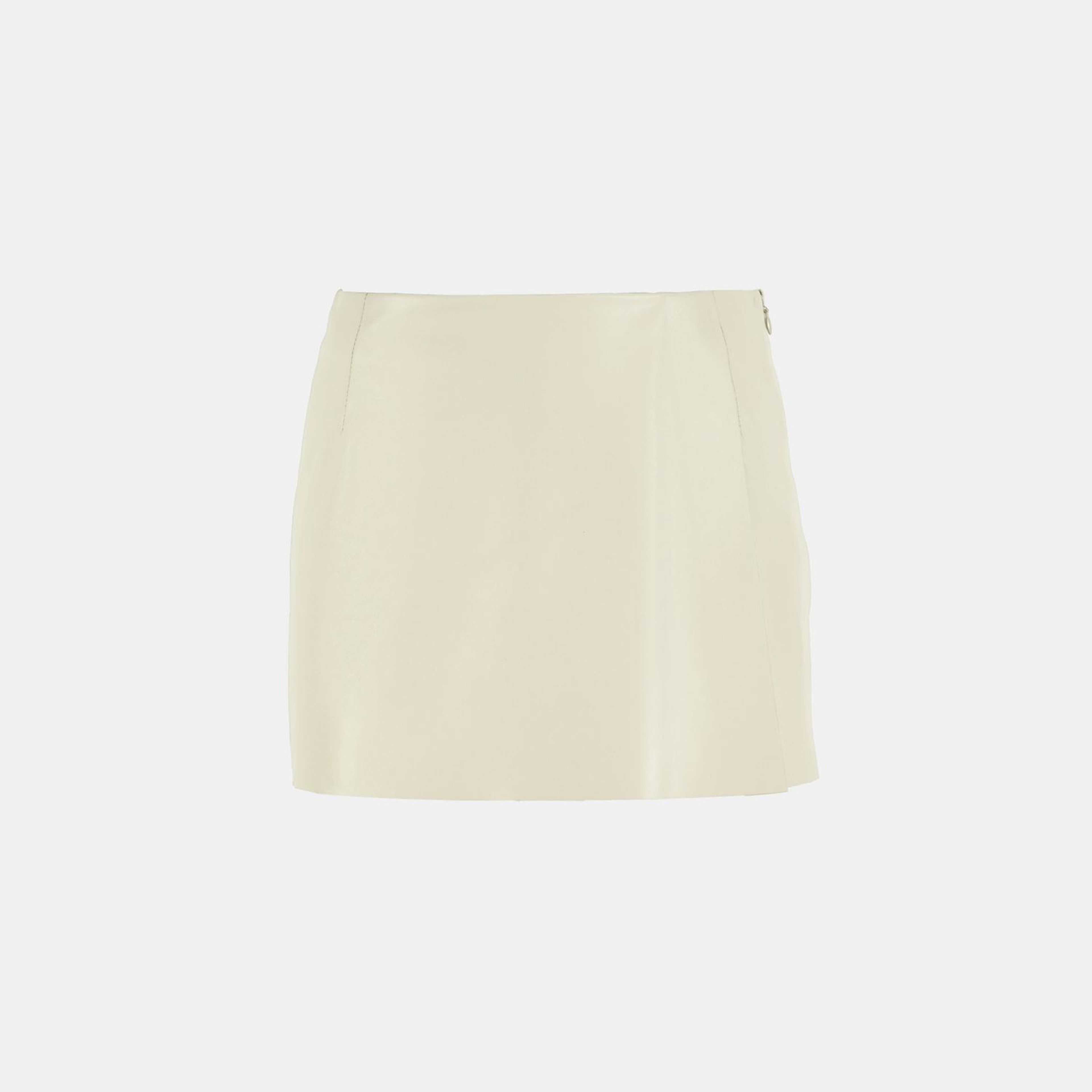 Limited Edition Kadın Krem Deri Şort Etek