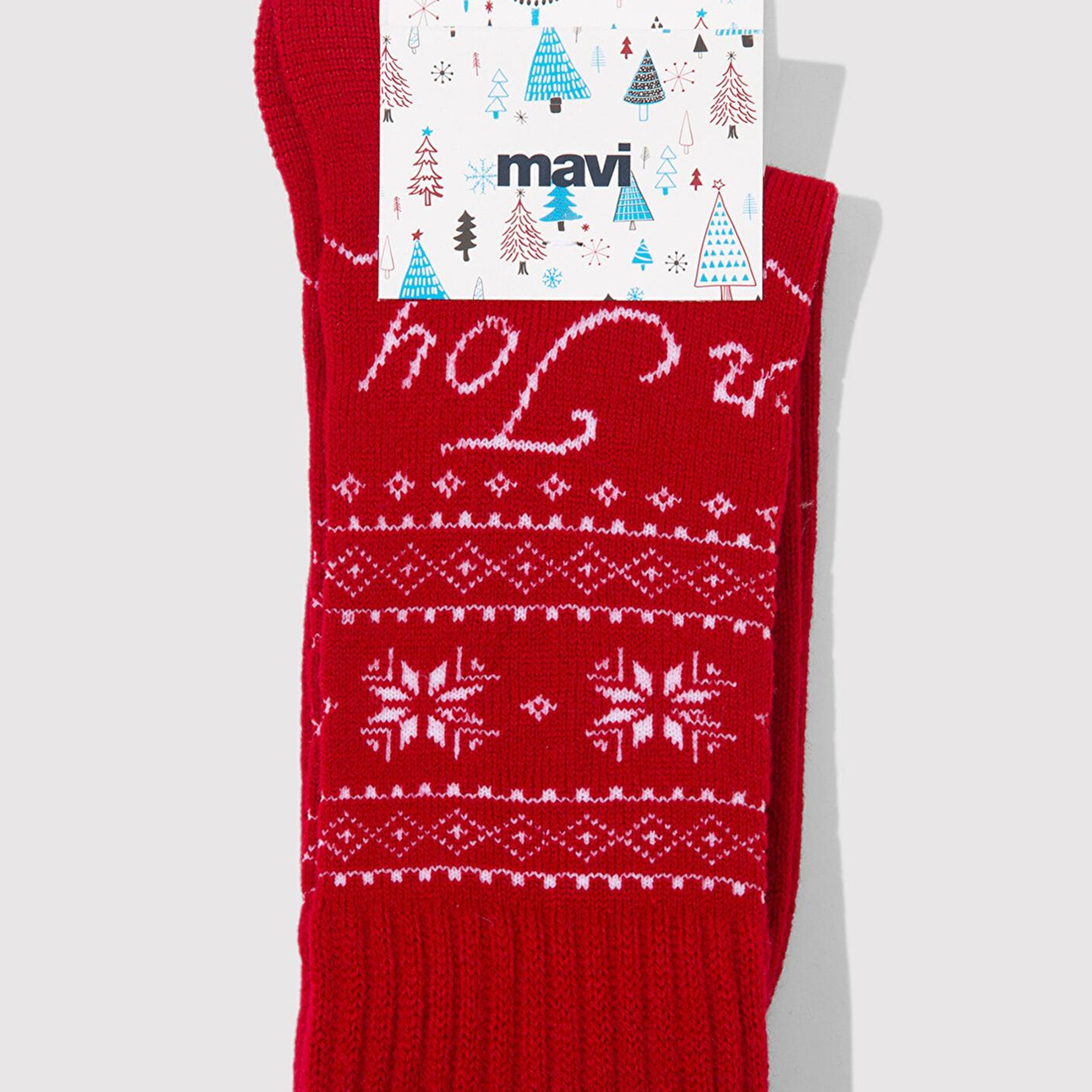 Mavi Yılbaşı Temalı Kırmızı Bot Çorabı 0912131-32421