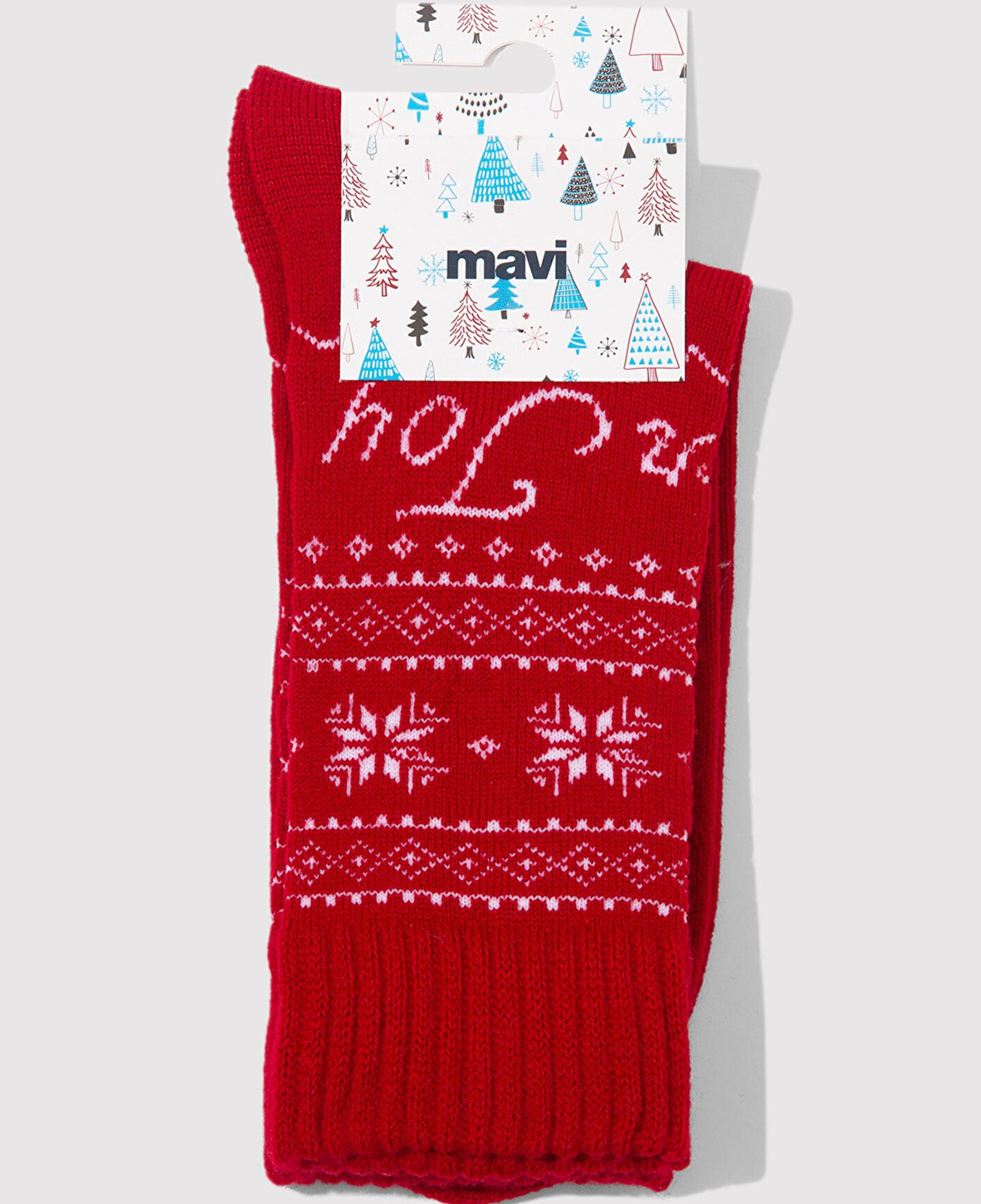 Mavi Yılbaşı Temalı Kırmızı Bot Çorabı 0912131-32421
