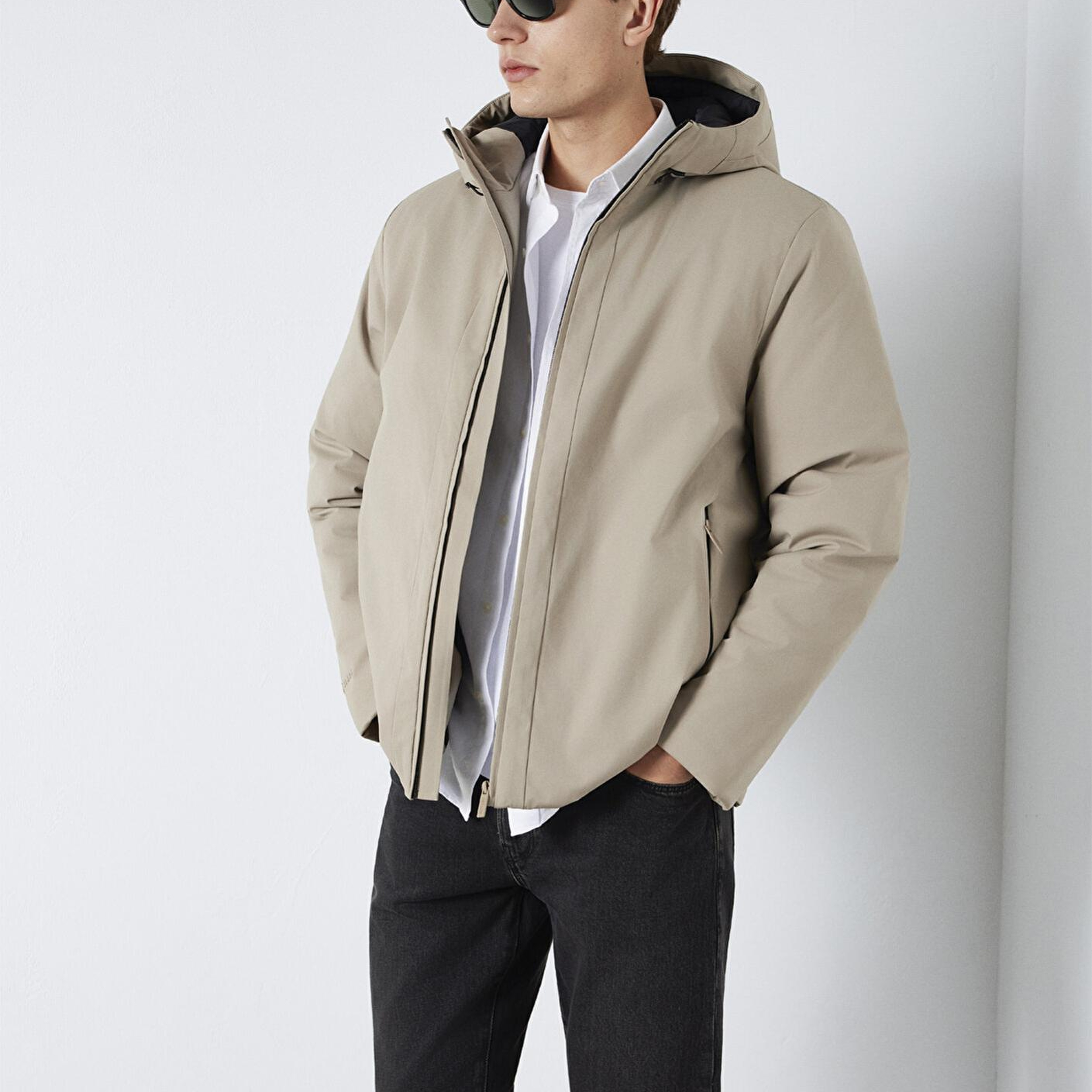 Mavi Kapüşonlu Haki Ceket Loose Fit / Bol Rahat Kesim 0110784-80697