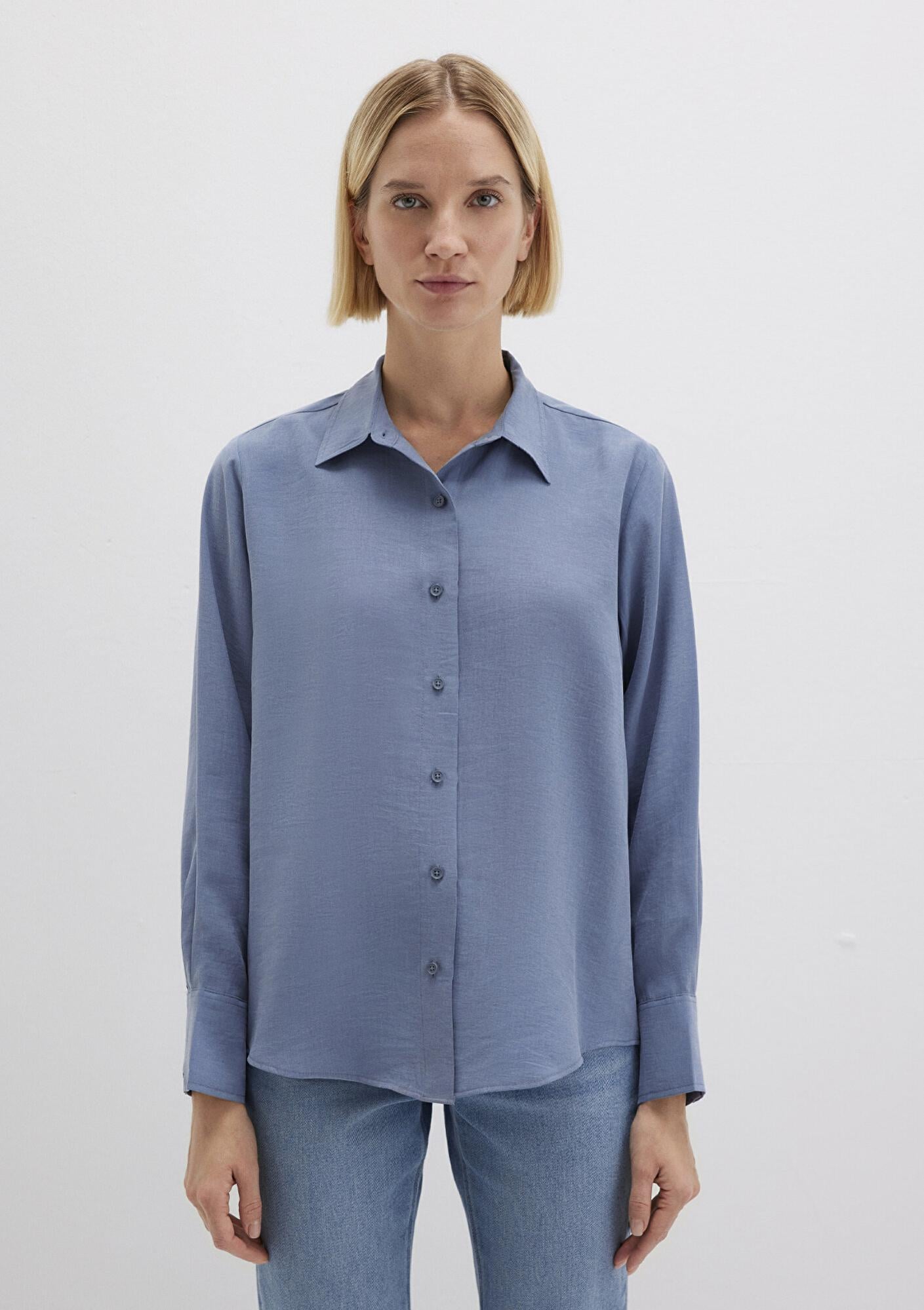Mavi Mavi (TENCEL™) Liyosel Gömlek Loose Fit / Bol Rahat Kesim 1211373-70728