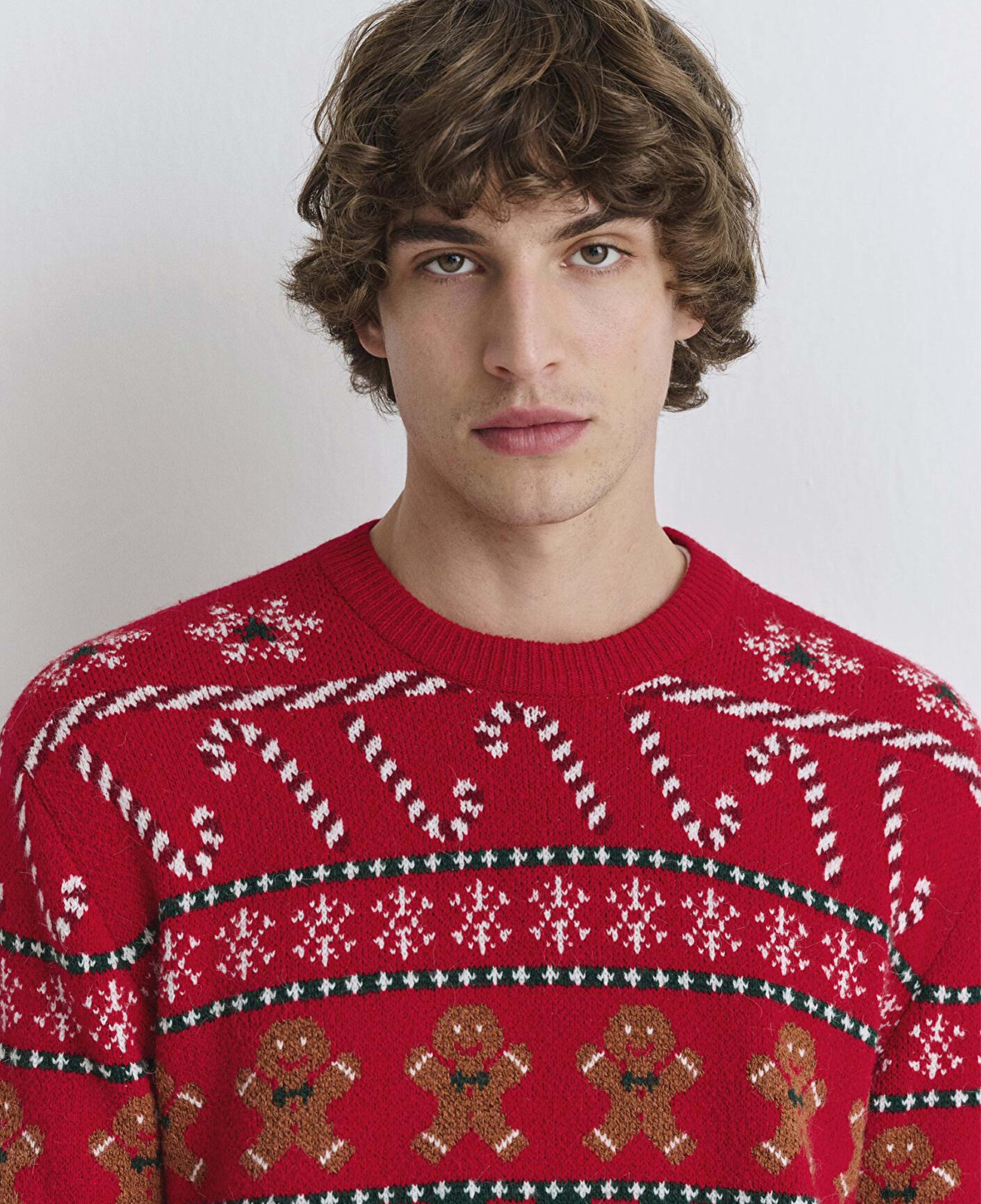 Mavi Yılbaşı Temalı Kırmızı Kazak Regular Fit / Normal Kesim 0710403-85905