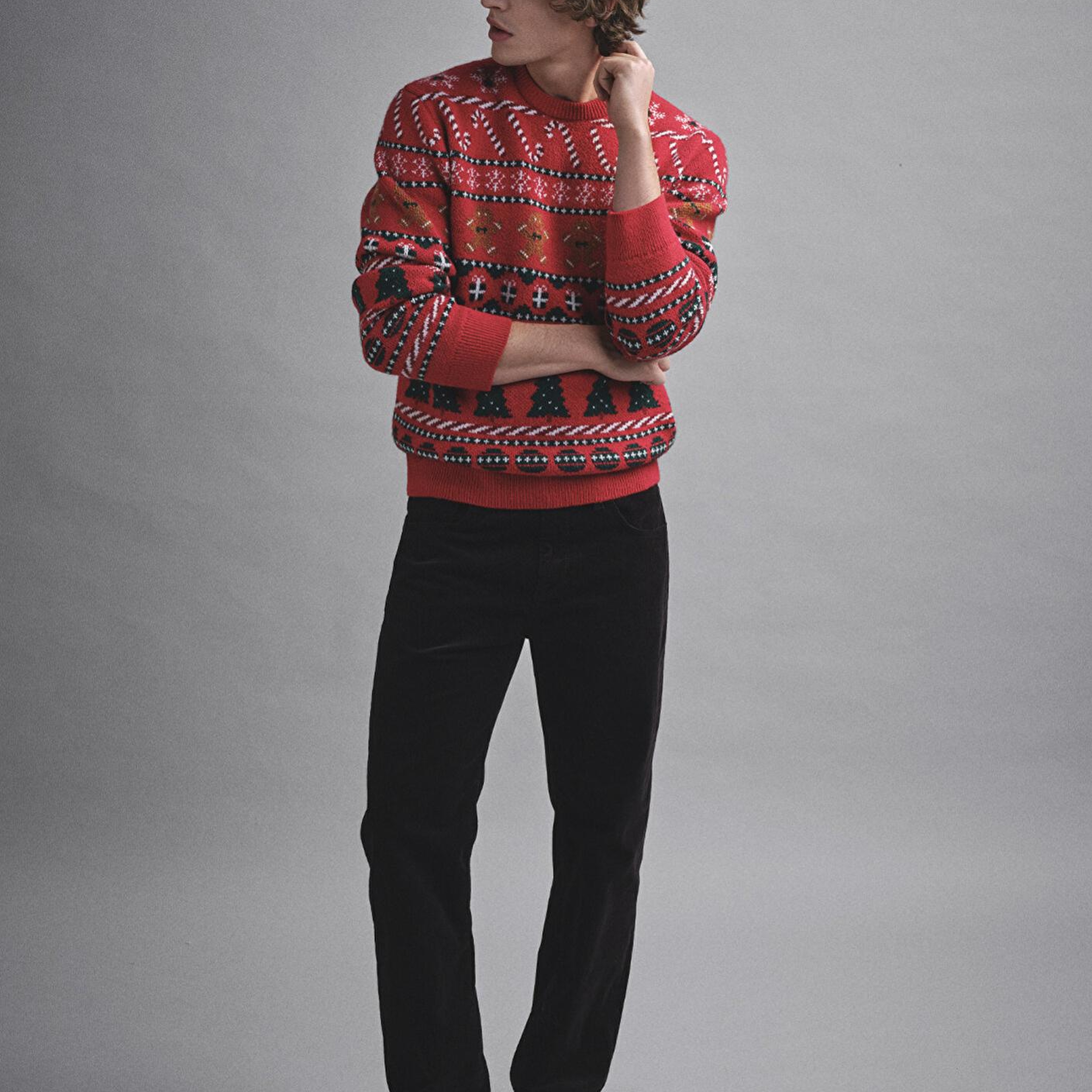 Mavi Yılbaşı Temalı Kırmızı Kazak Regular Fit / Normal Kesim 0710403-85905