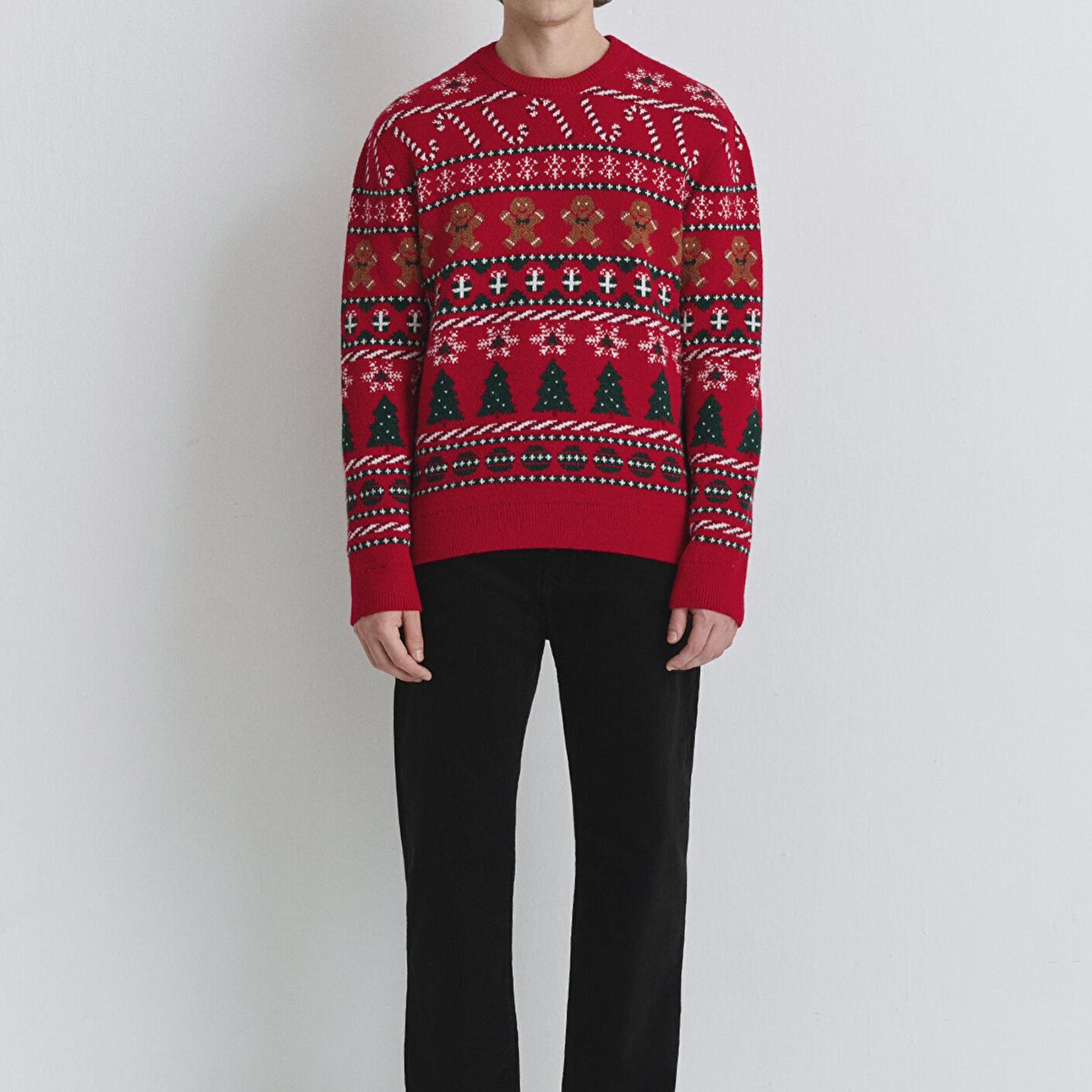 Mavi Yılbaşı Temalı Kırmızı Kazak Regular Fit / Normal Kesim 0710403-85905