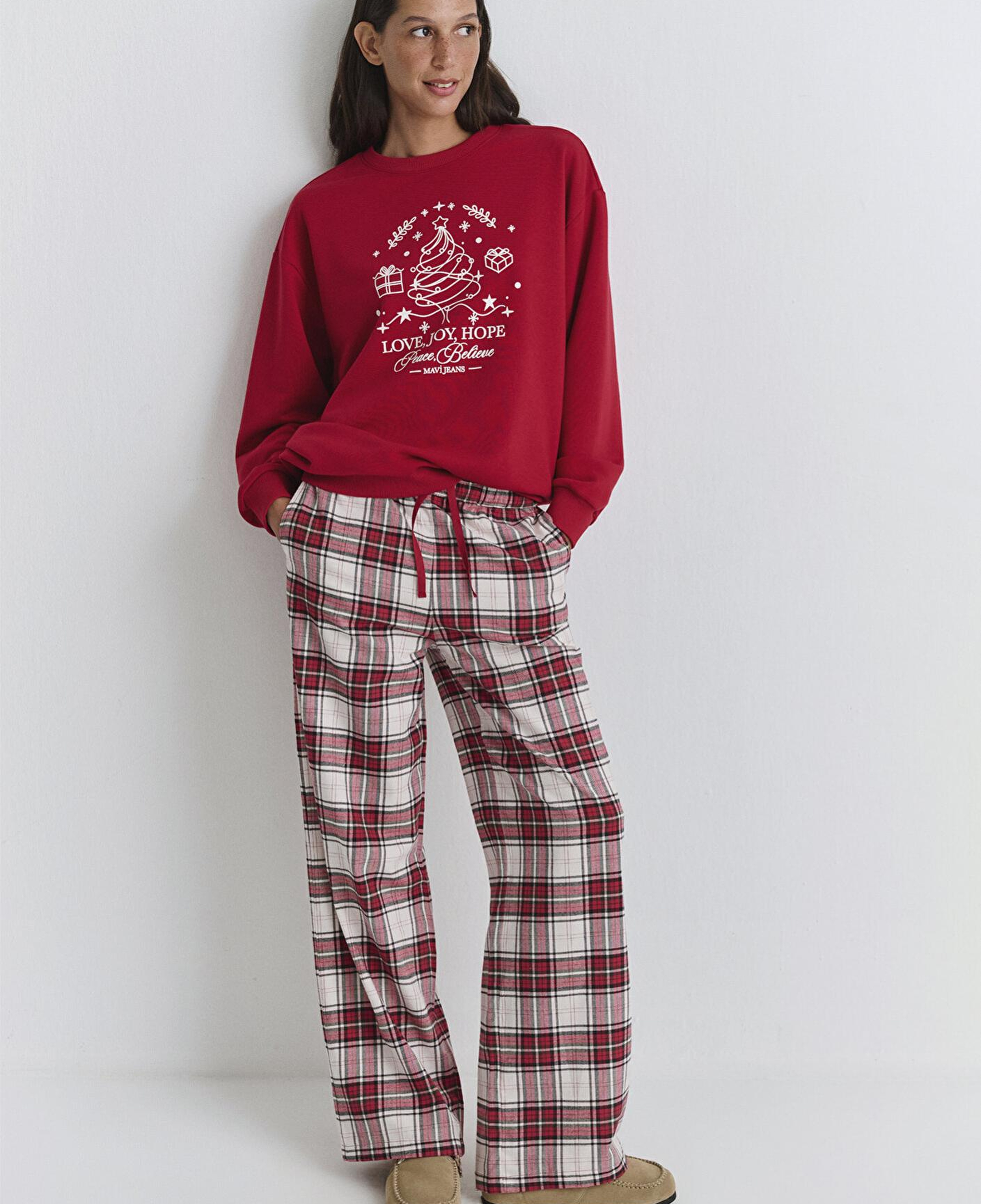 Mavi Yılbaşı Temalı Ekose Pantolon 1011168-80638