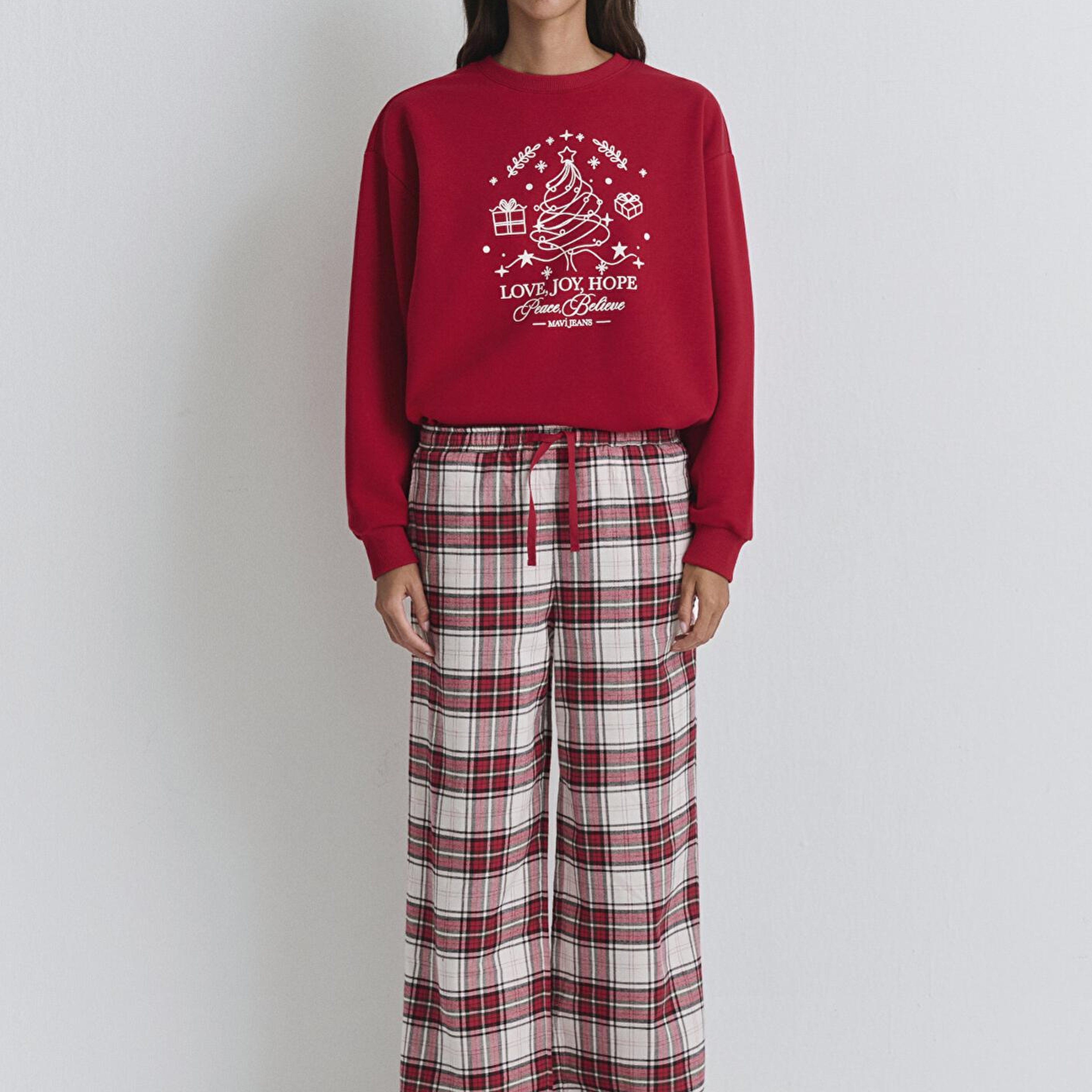 Mavi Yılbaşı Temalı Ekose Pantolon 1011168-80638