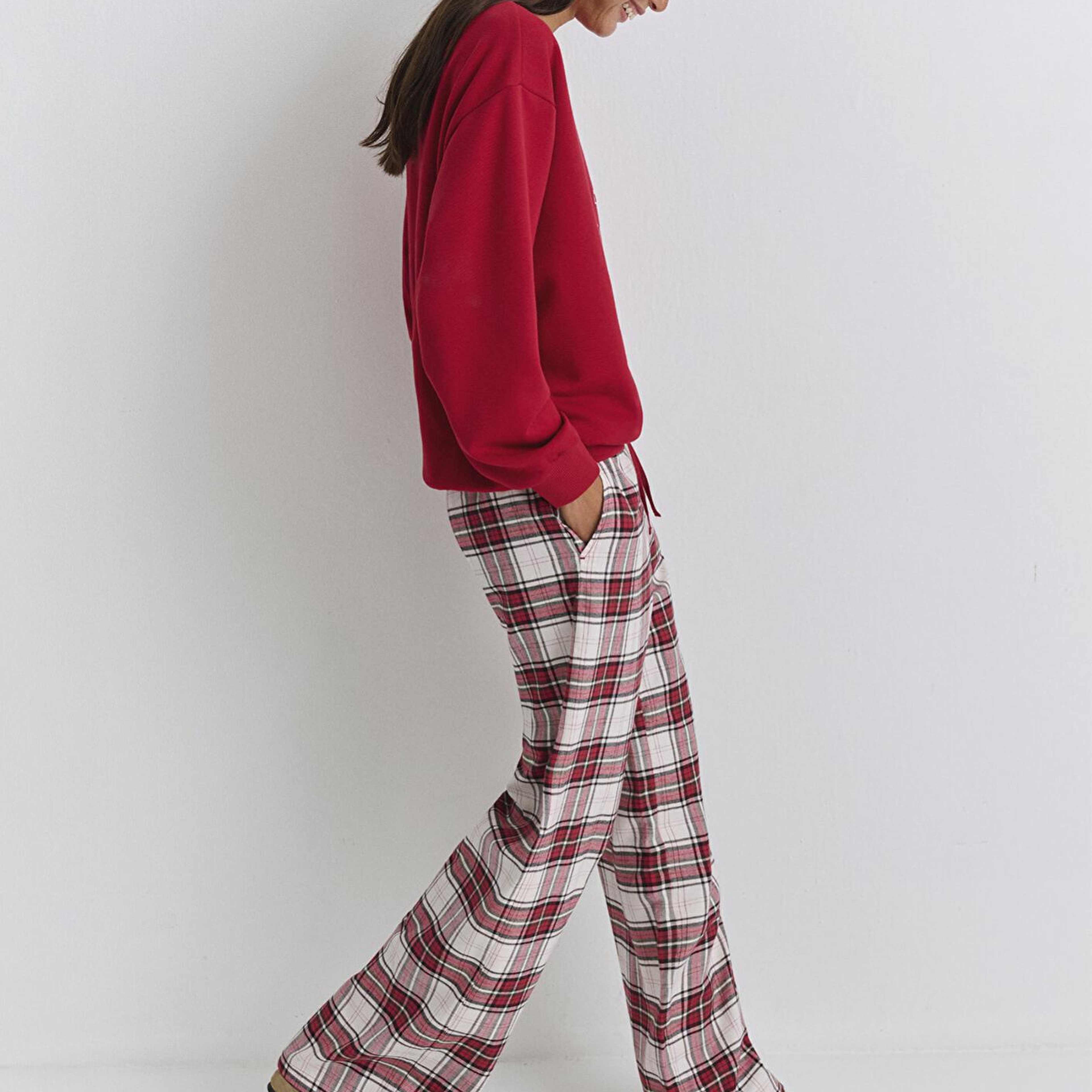 Mavi Yılbaşı Temalı Ekose Pantolon 1011168-80638