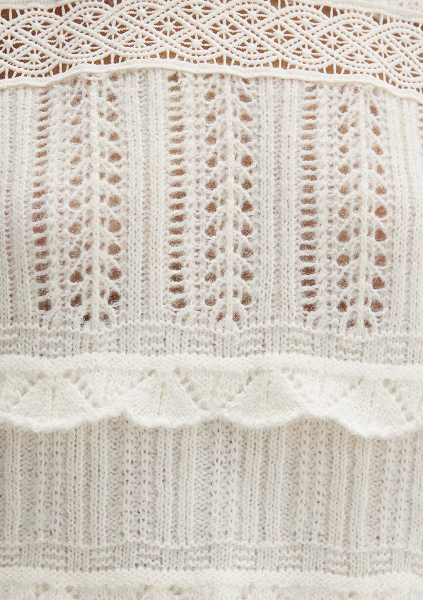 Mavi Yuvarlak Yaka Ekru Kazak Loose Fit / Bol Rahat Kesim 1710881-80194