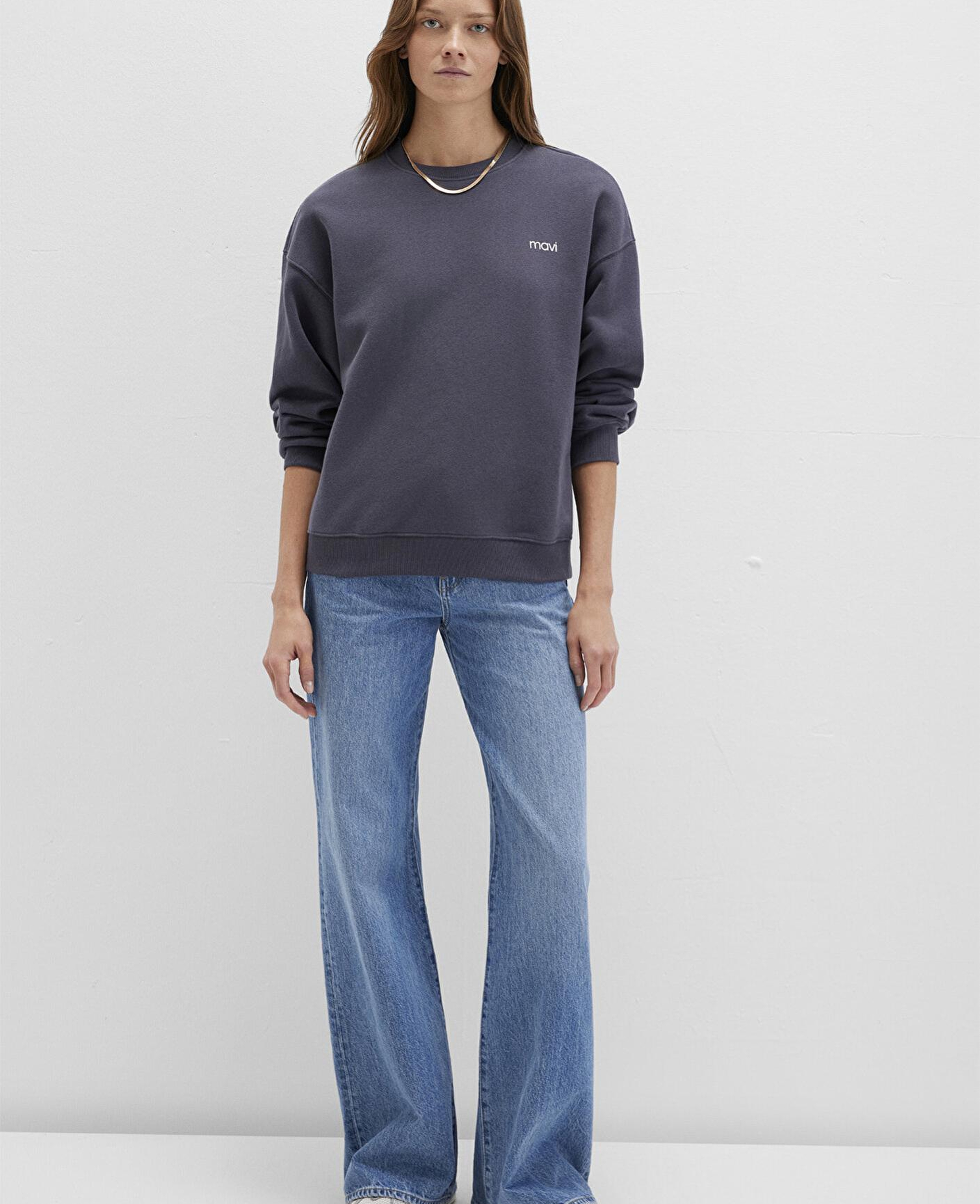 Mavi Mavi Logo Baskılı Antrasit Sweatshirt 1S10490-80932