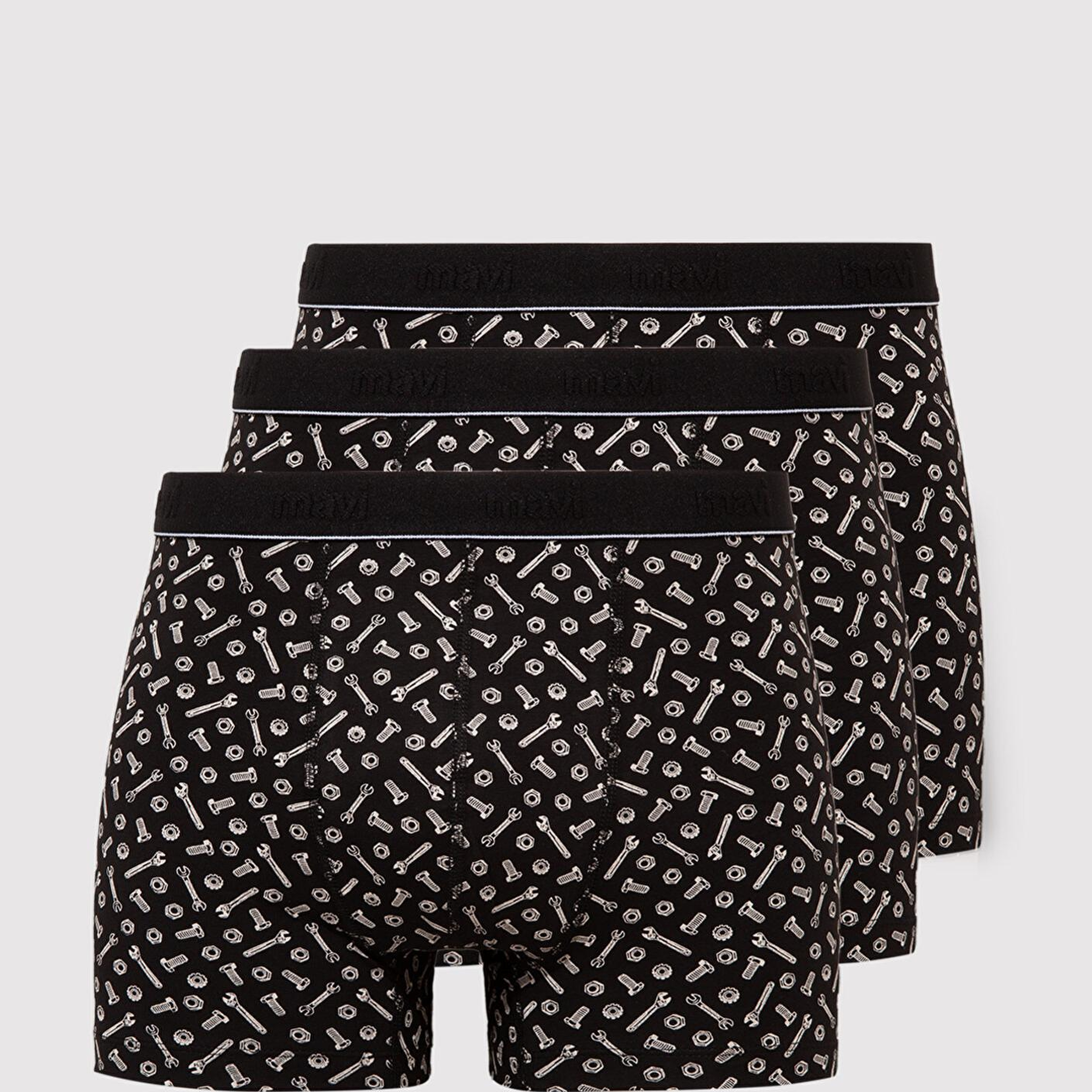 Mavi 3lü Baskılı Siyah Boxer 0912207-85857