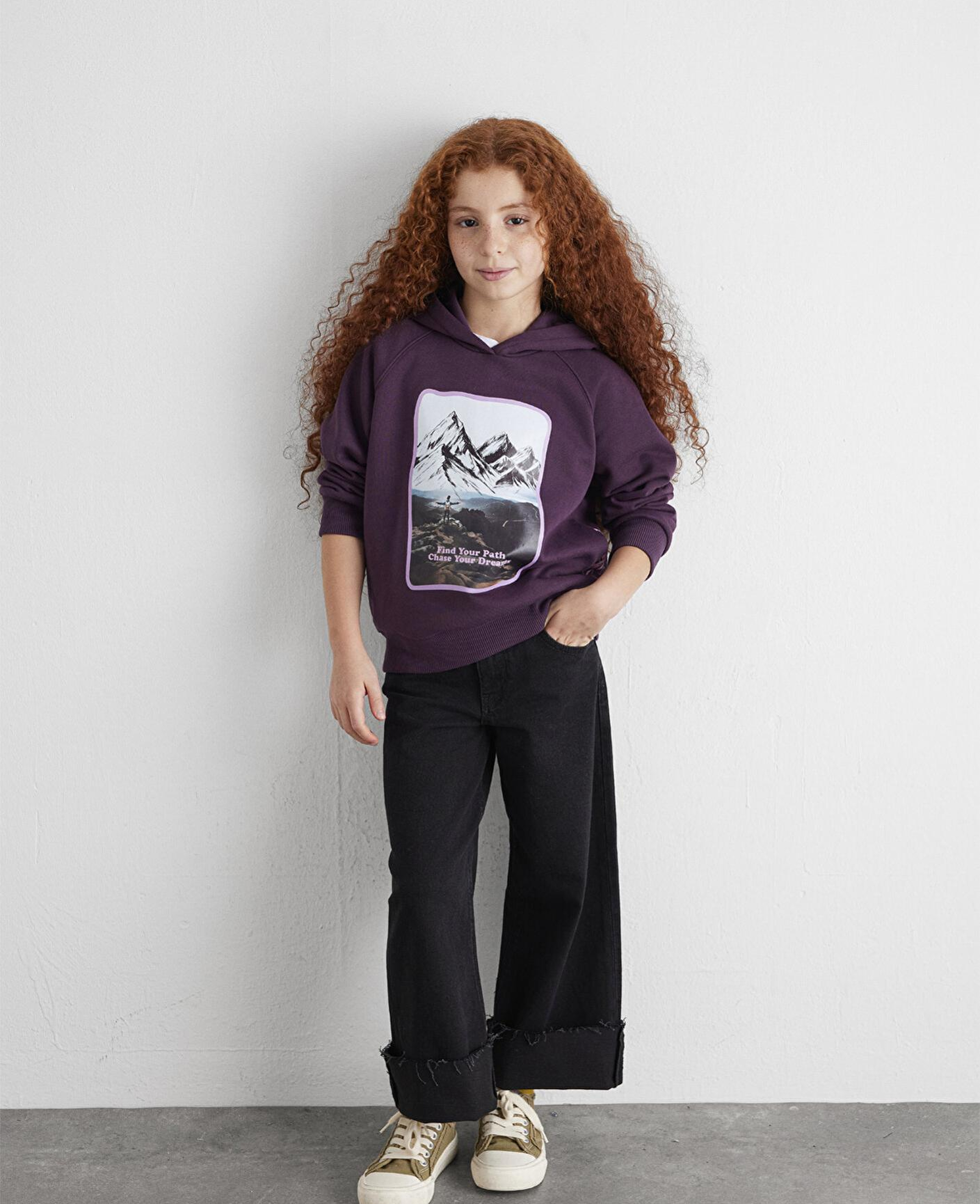 Mavi Baskılı Mor Sweatshirt 7S10154-70635