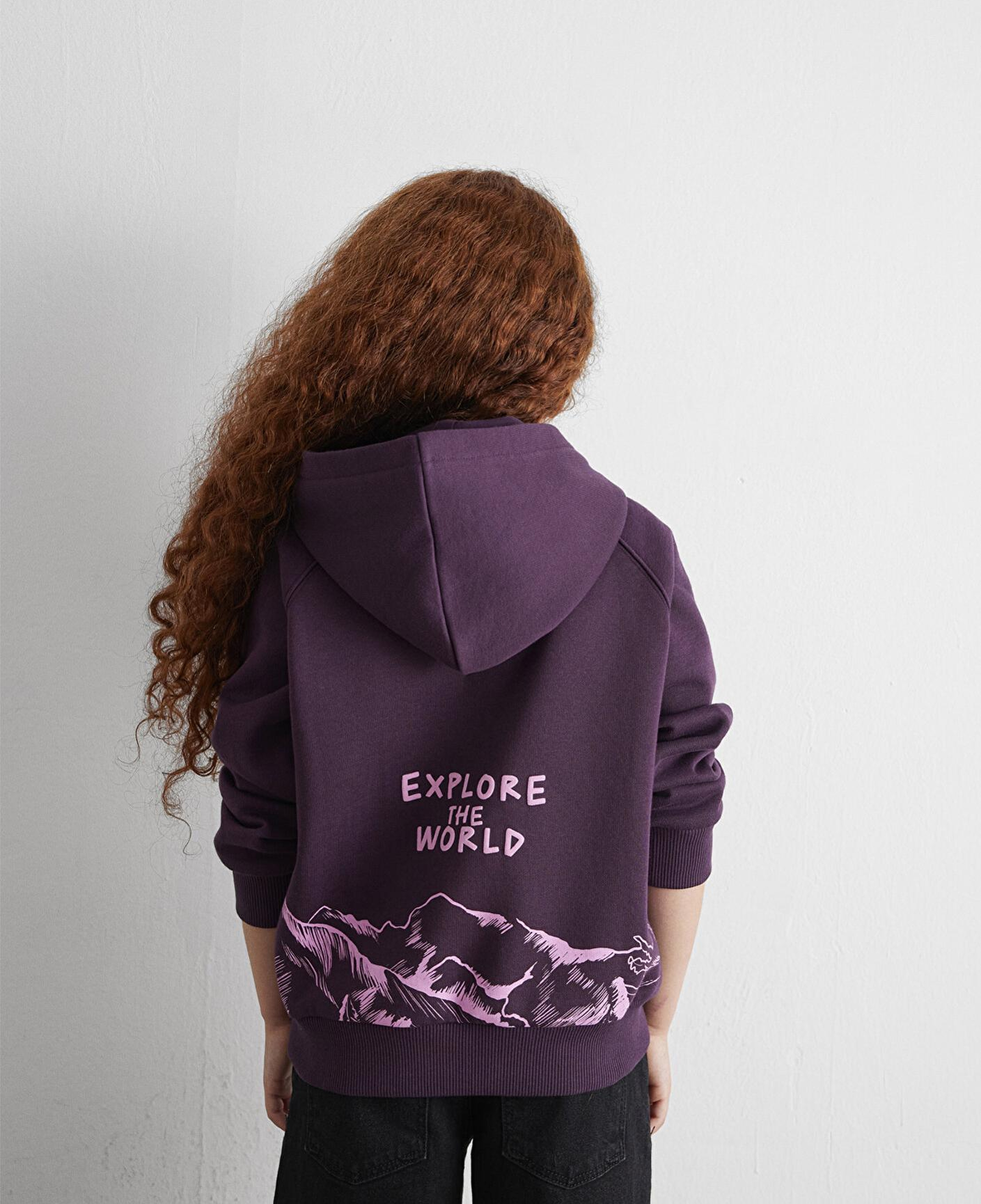 Mavi Baskılı Mor Sweatshirt 7S10154-70635