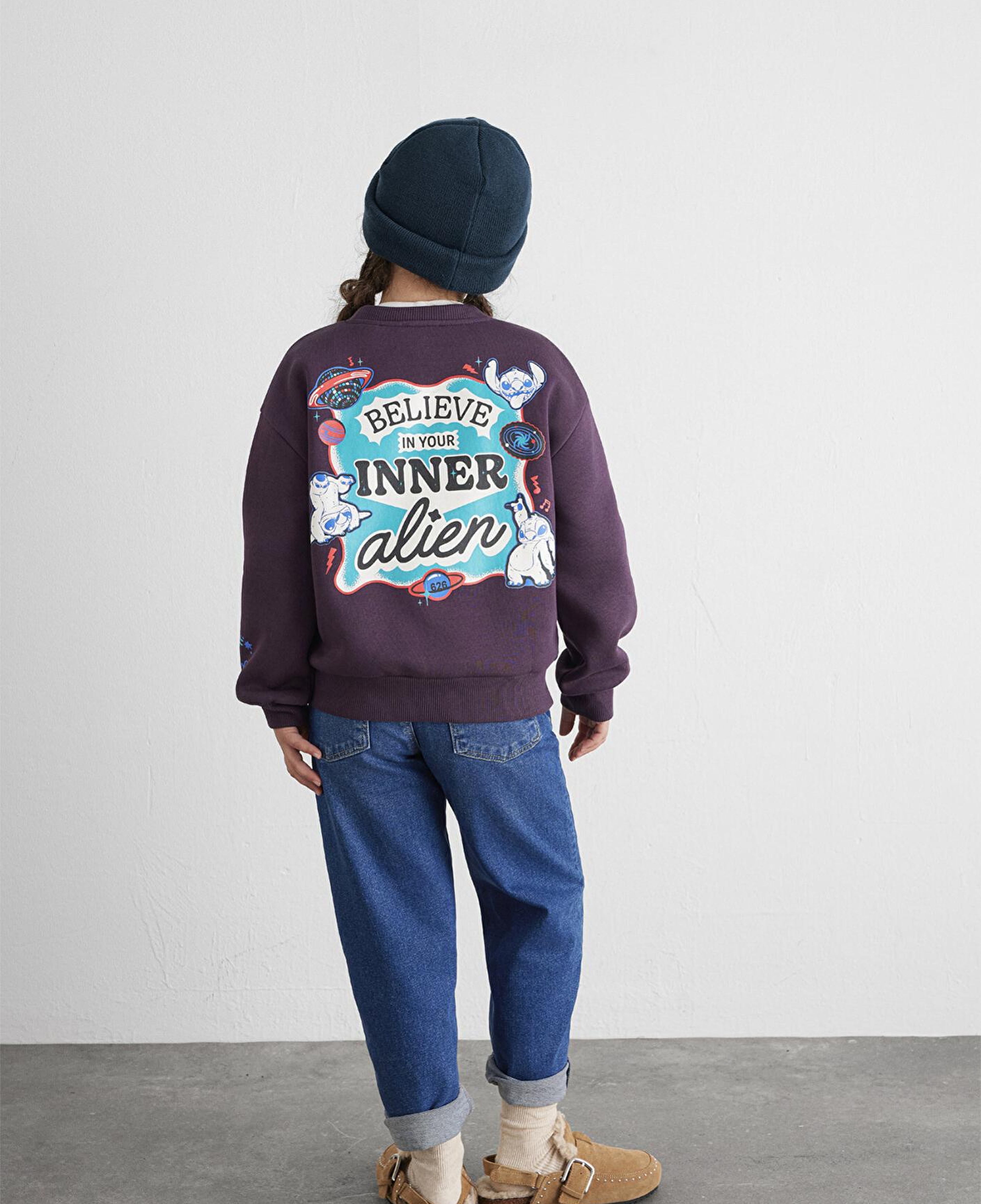 Mavi Stitch Baskılı Mor Sweatshirt 7S10161-70635