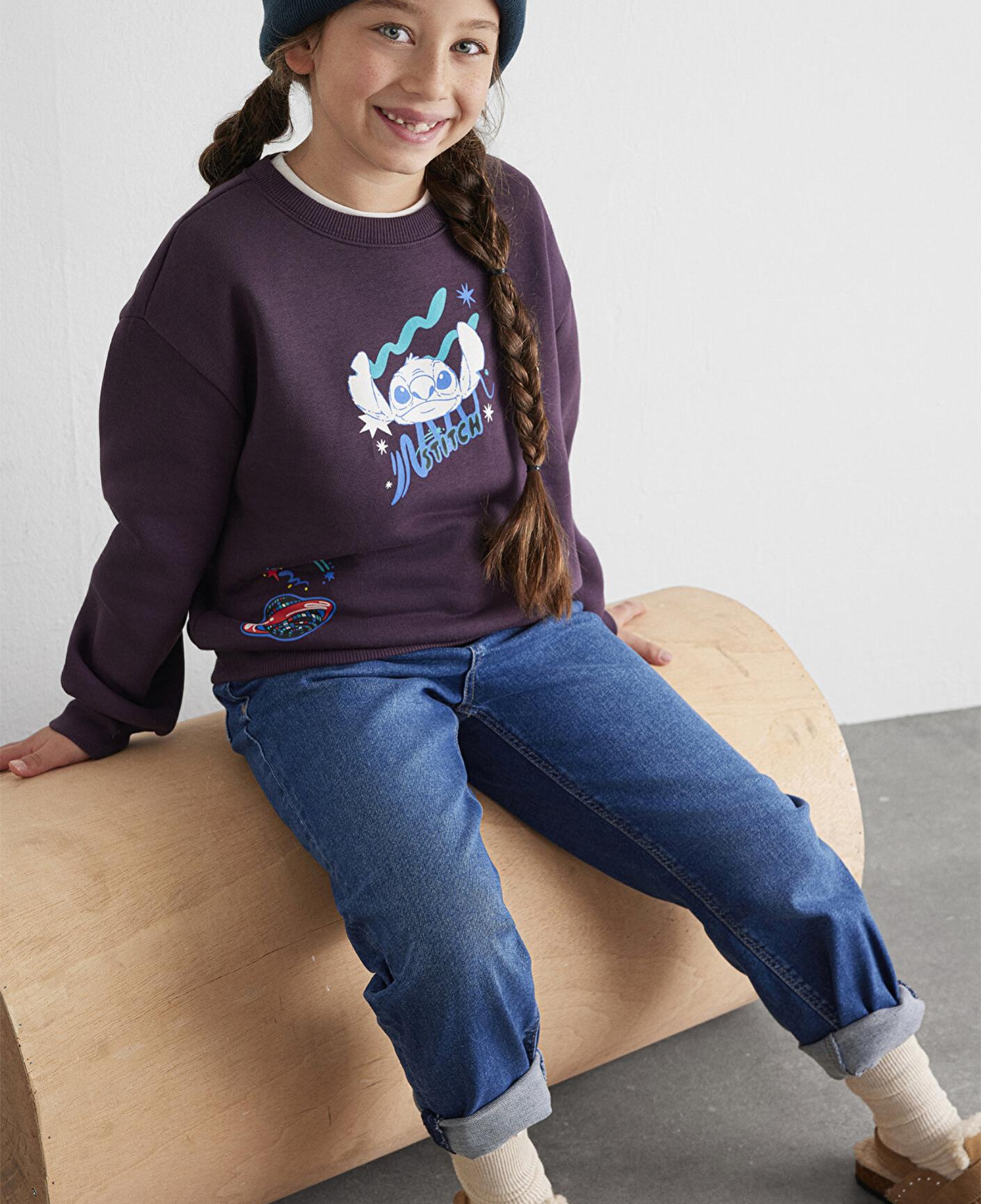 Mavi Stitch Baskılı Mor Sweatshirt 7S10161-70635