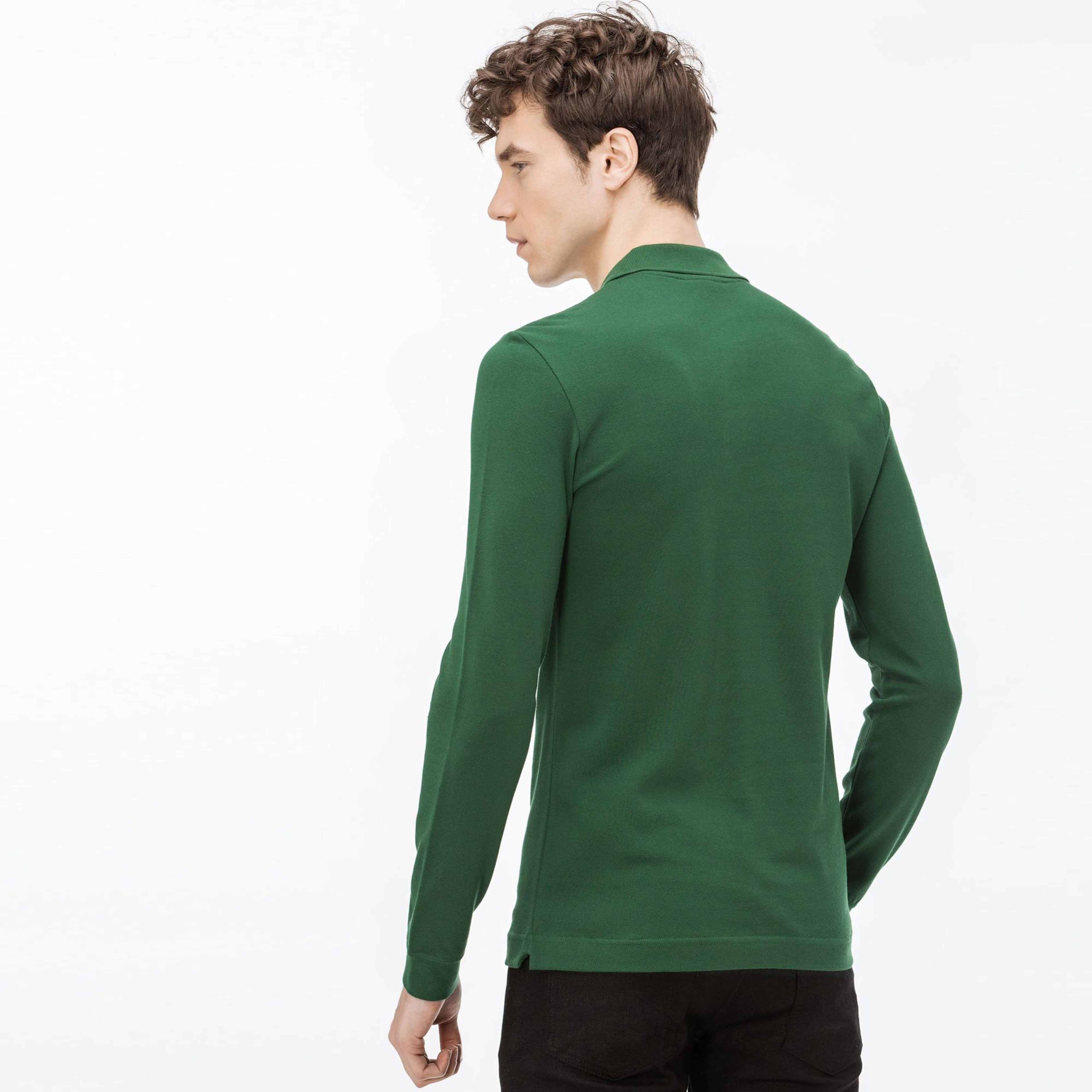 L.12.12 Erkek Slim Fit Uzun Kollu Yeşil Polo