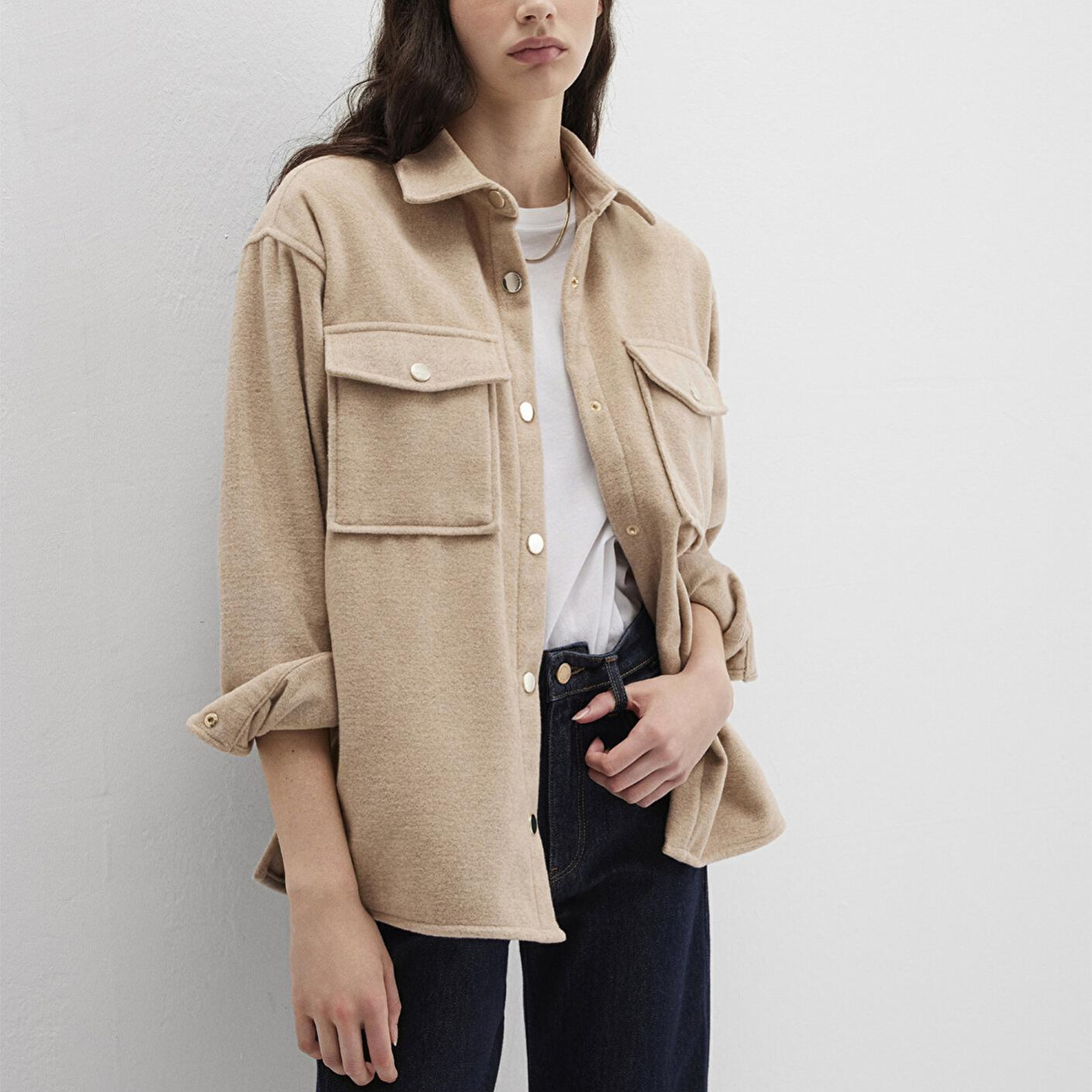 Mavi Bej Gömlek Loose Fit / Bol Rahat Kesim 1211281-80084