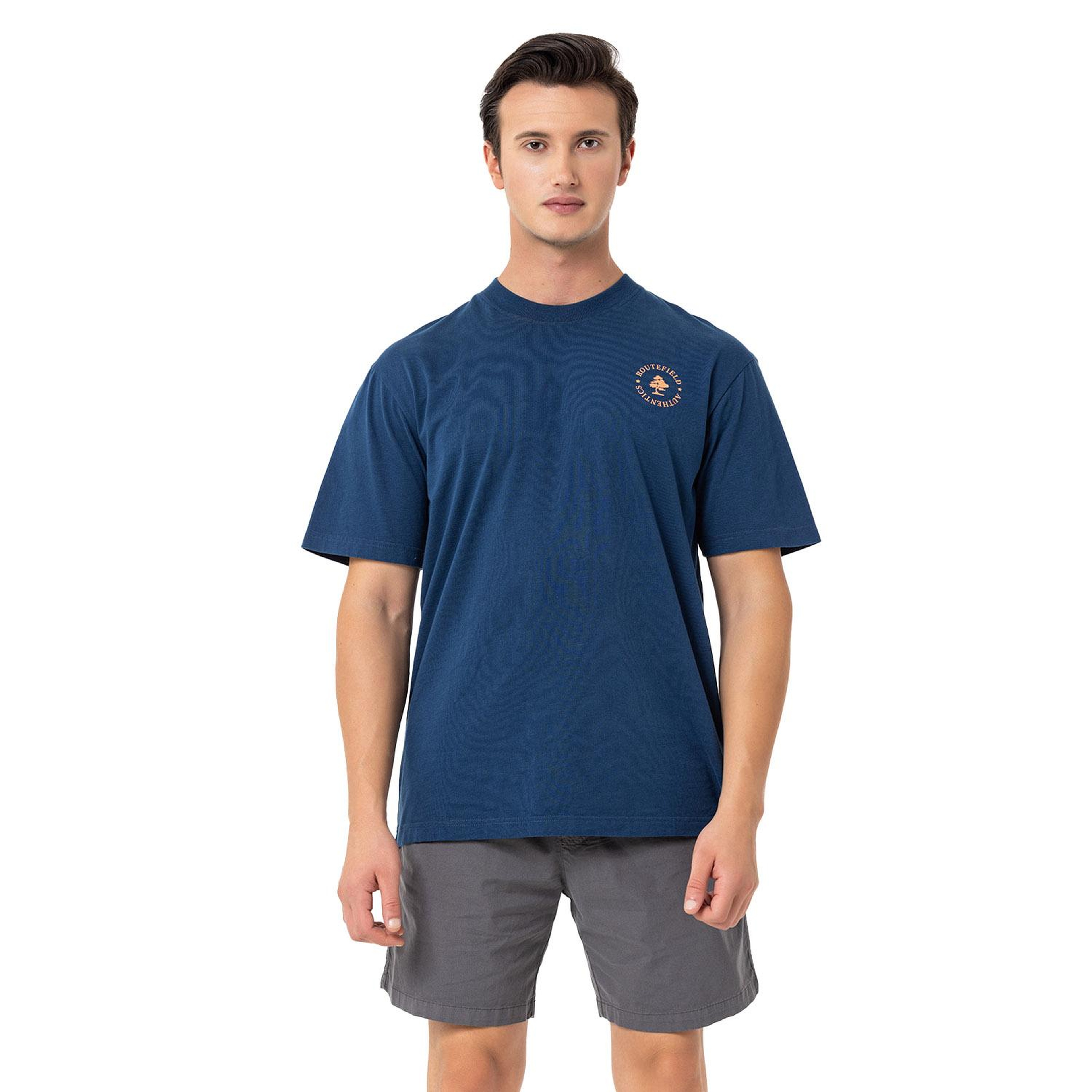 Routefield Typo Erkek Mavi Tişört