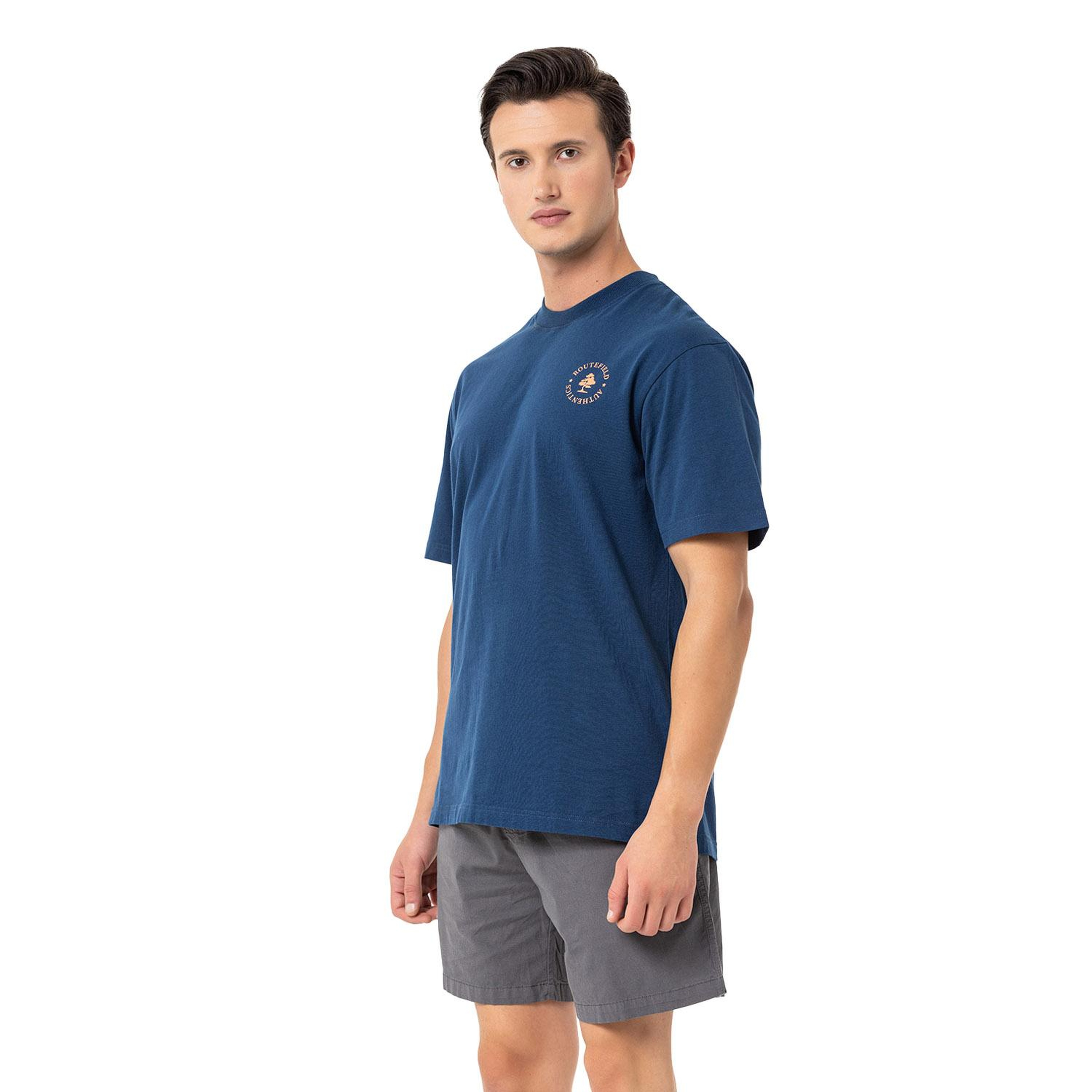 Routefield Typo Erkek Mavi Tişört