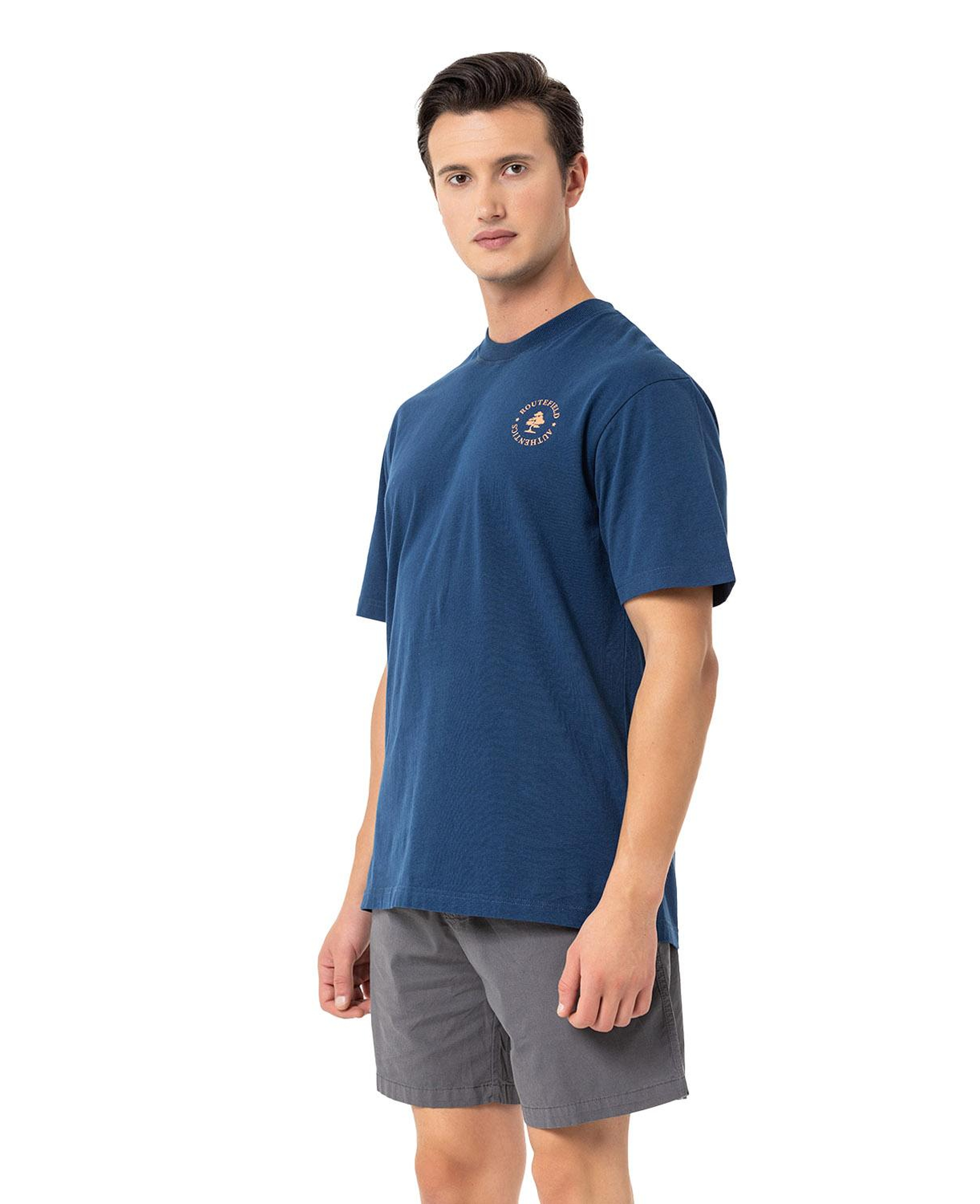 Routefield Typo Erkek Mavi Tişört