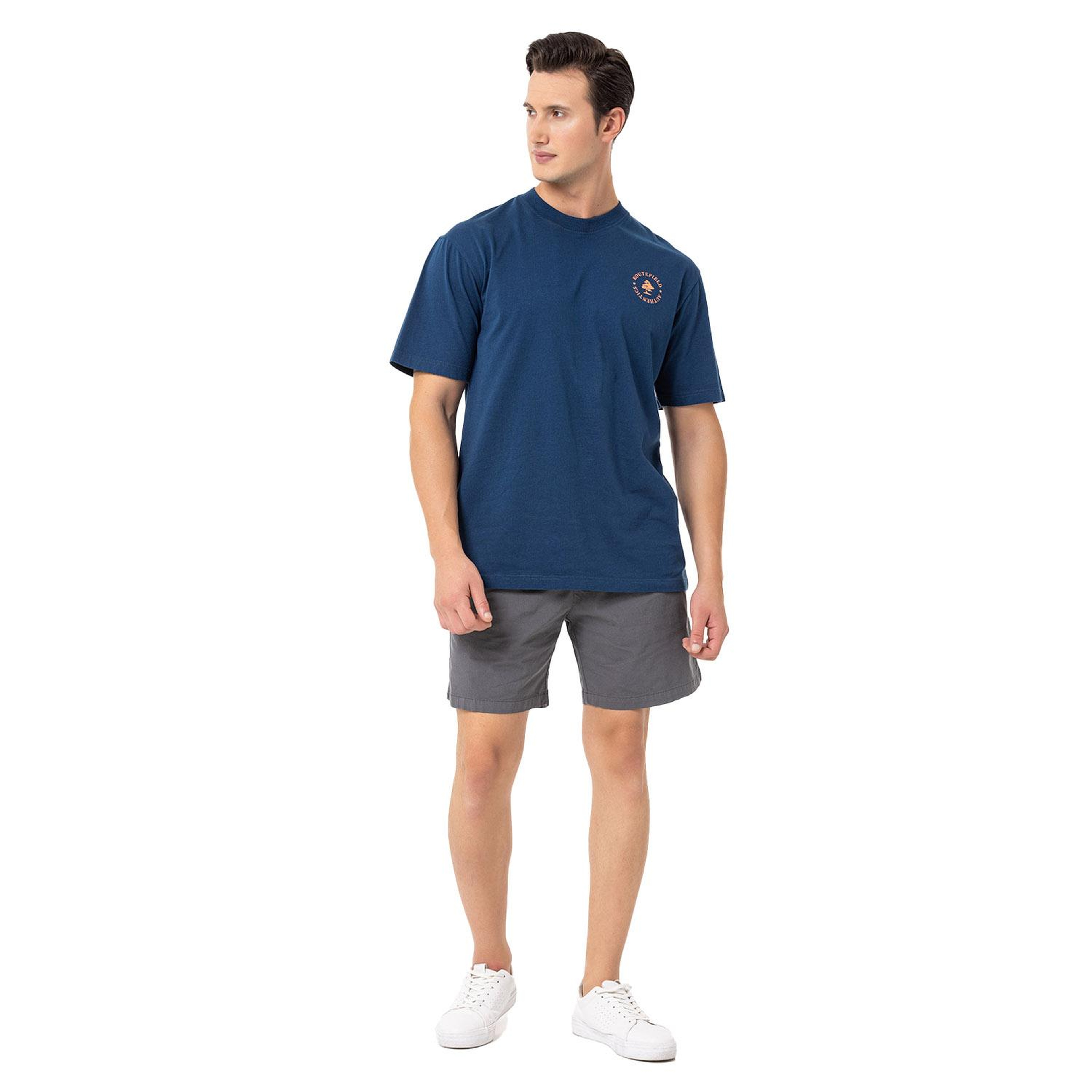 Routefield Typo Erkek Mavi Tişört