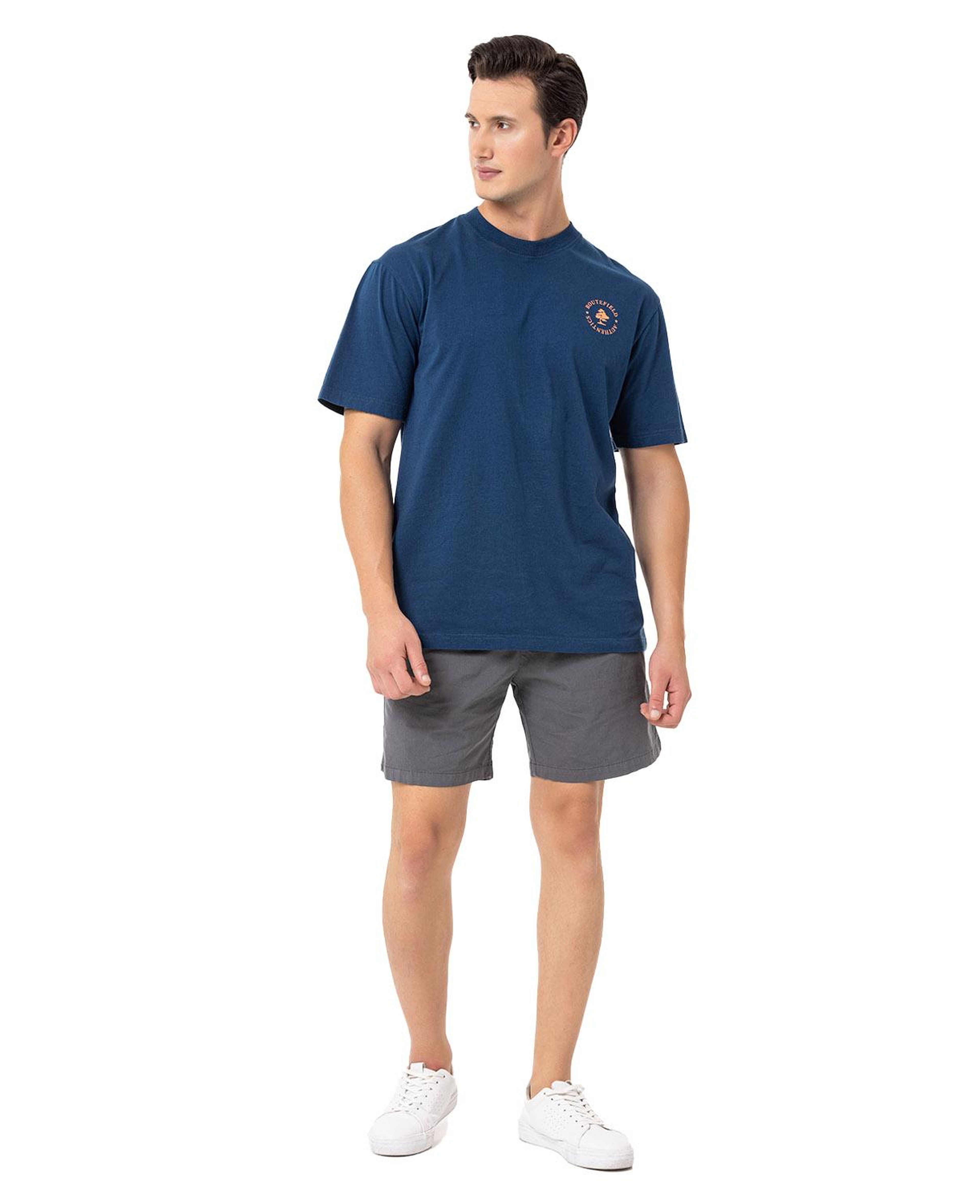 Routefield Typo Erkek Mavi Tişört