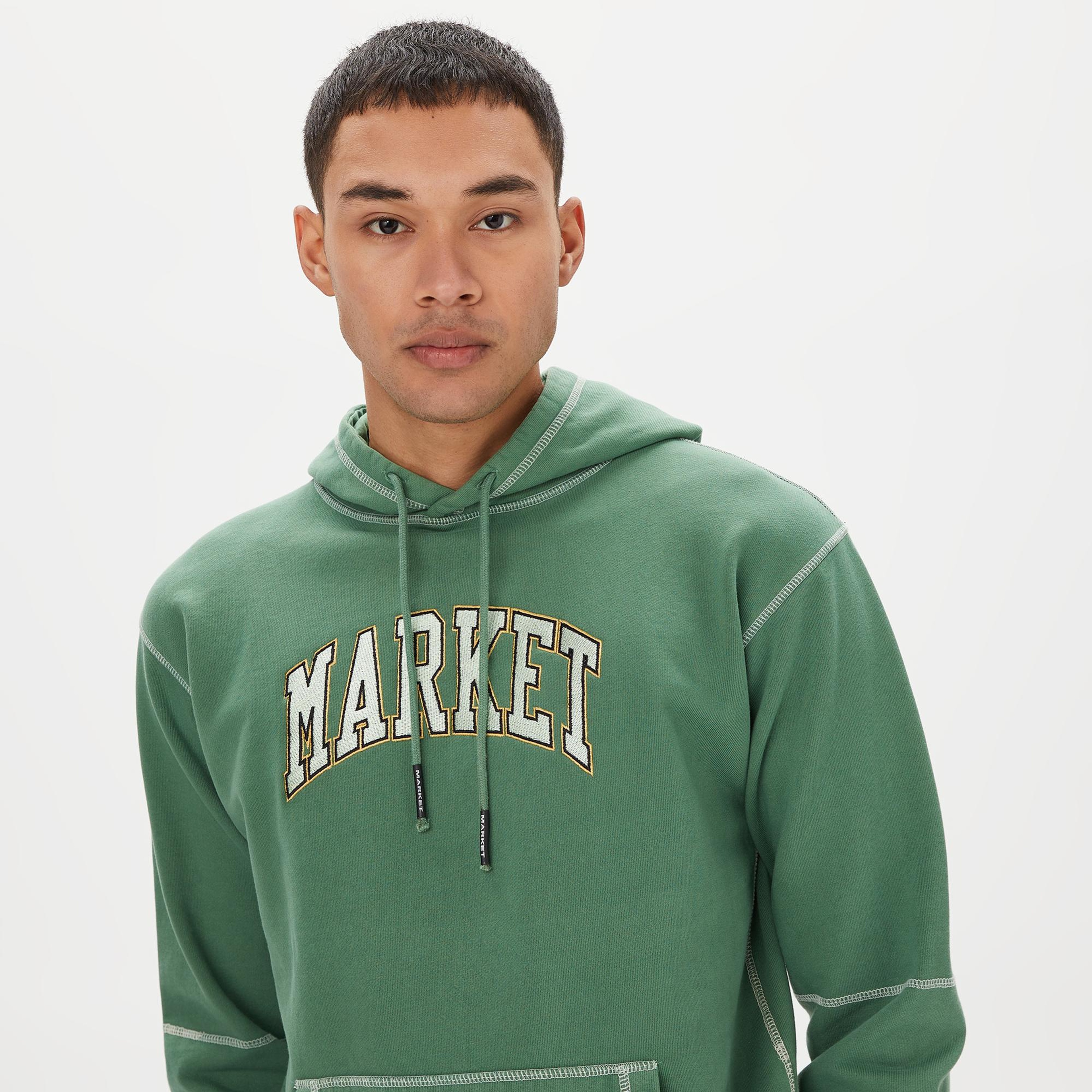 Market Triple Stitch Pullover Erkek Yeşil Hoodie