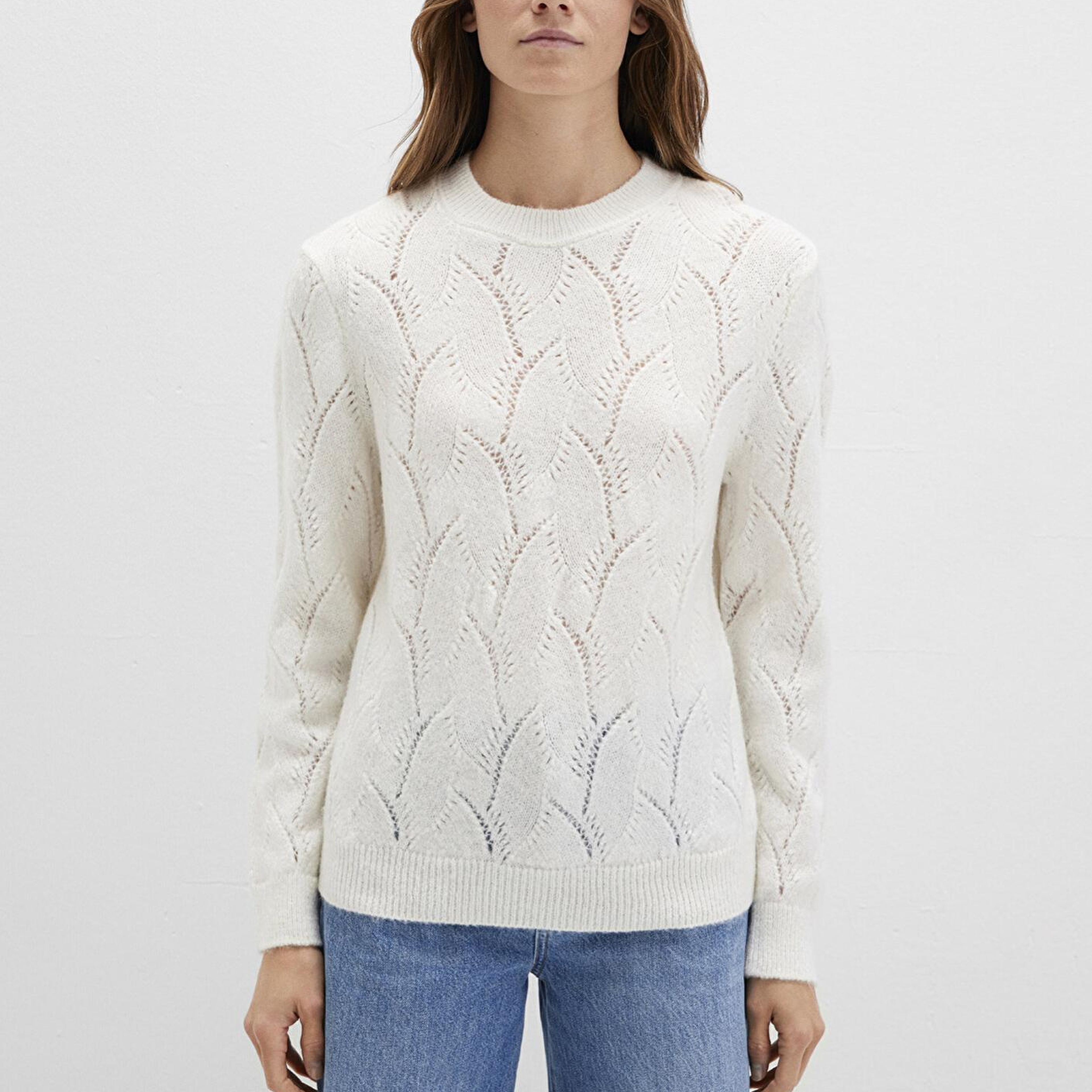 Mavi Alpaka Karışımlı Bisiklet Yaka Ekru Kazak Regular Fit / Normal Kesim 1710799-70057