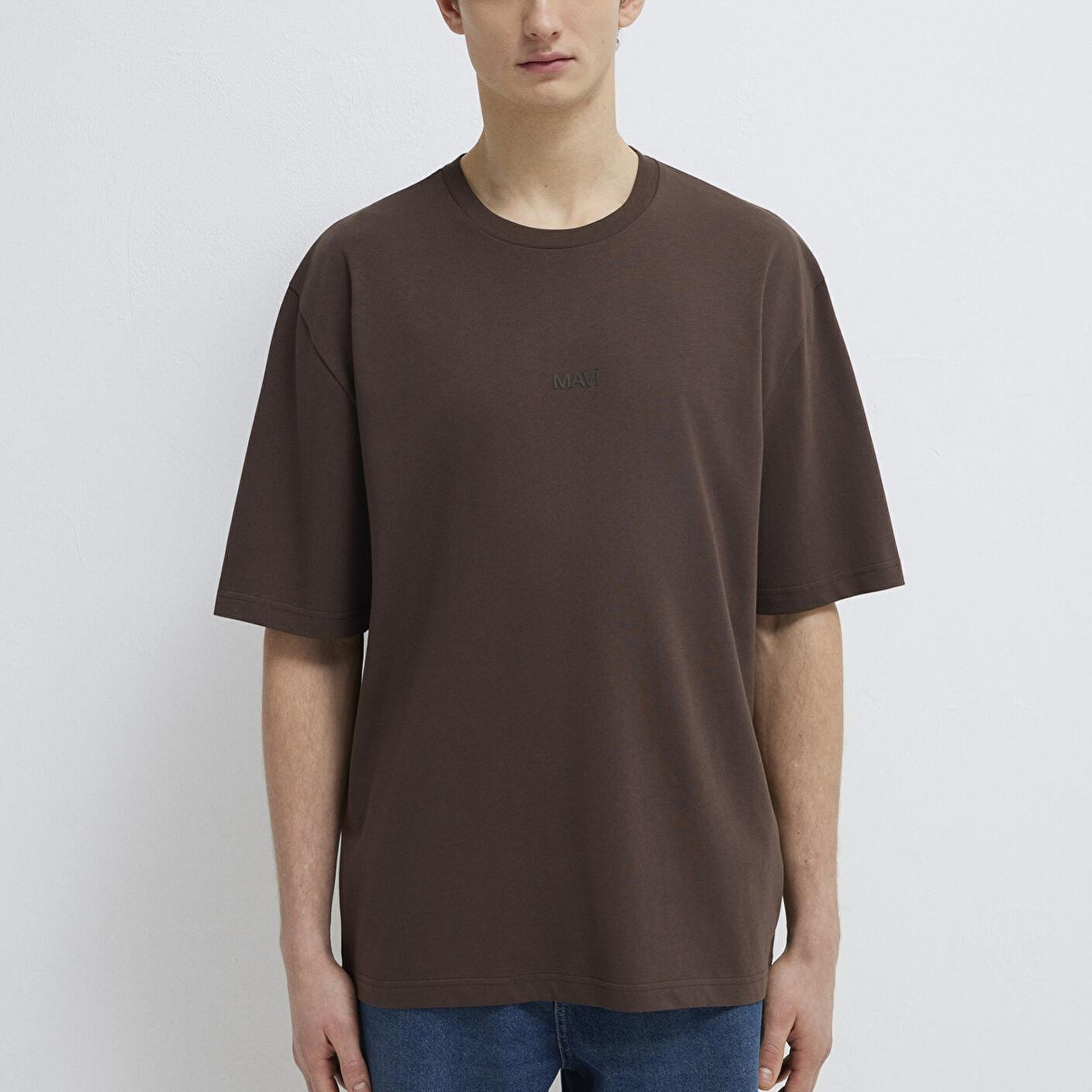 Mavi Mavi Logo Kahverengi Basic Tişört Relaxed Fit / Rahat Kesim 0613093-70251