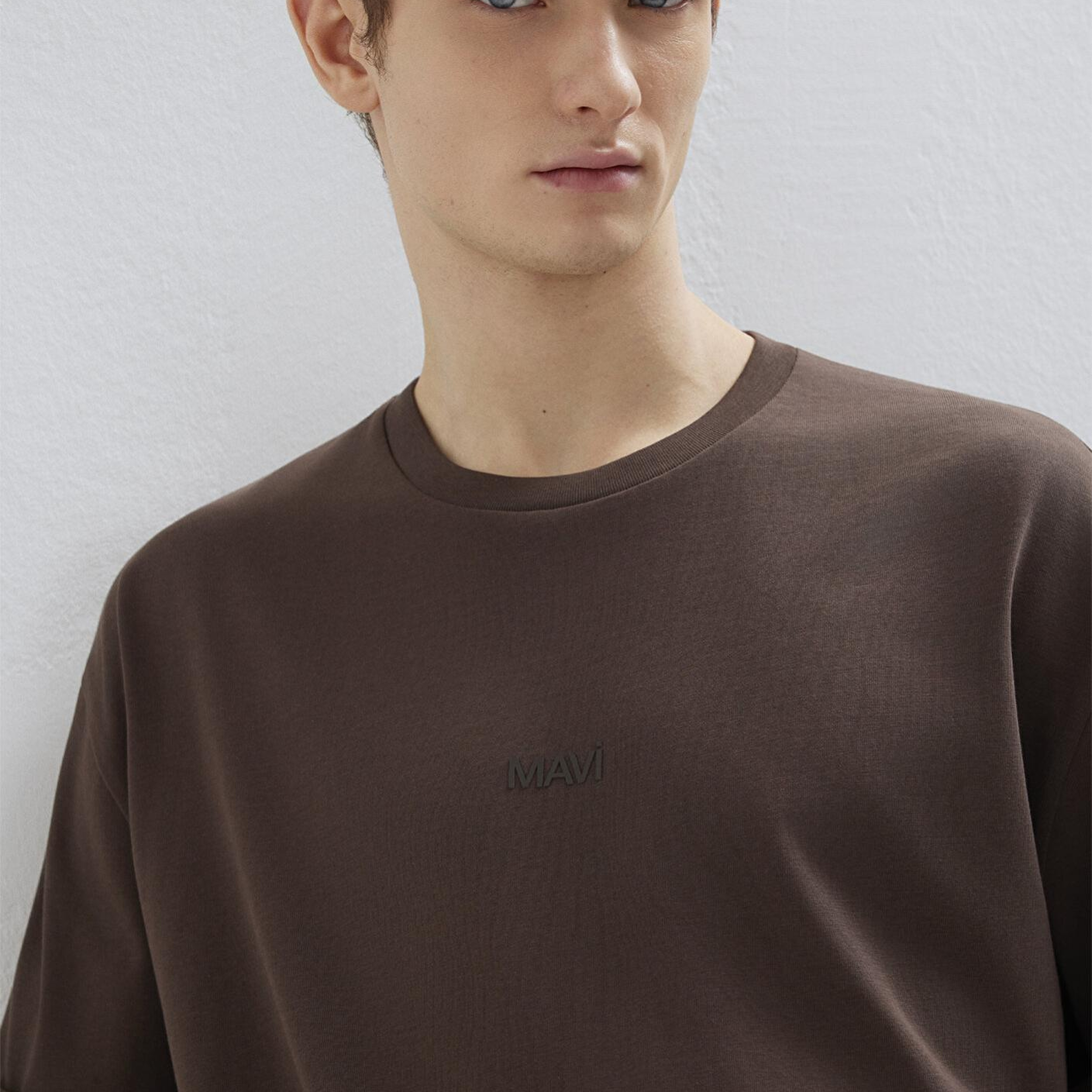 Mavi Mavi Logo Kahverengi Basic Tişört Relaxed Fit / Rahat Kesim 0613093-70251