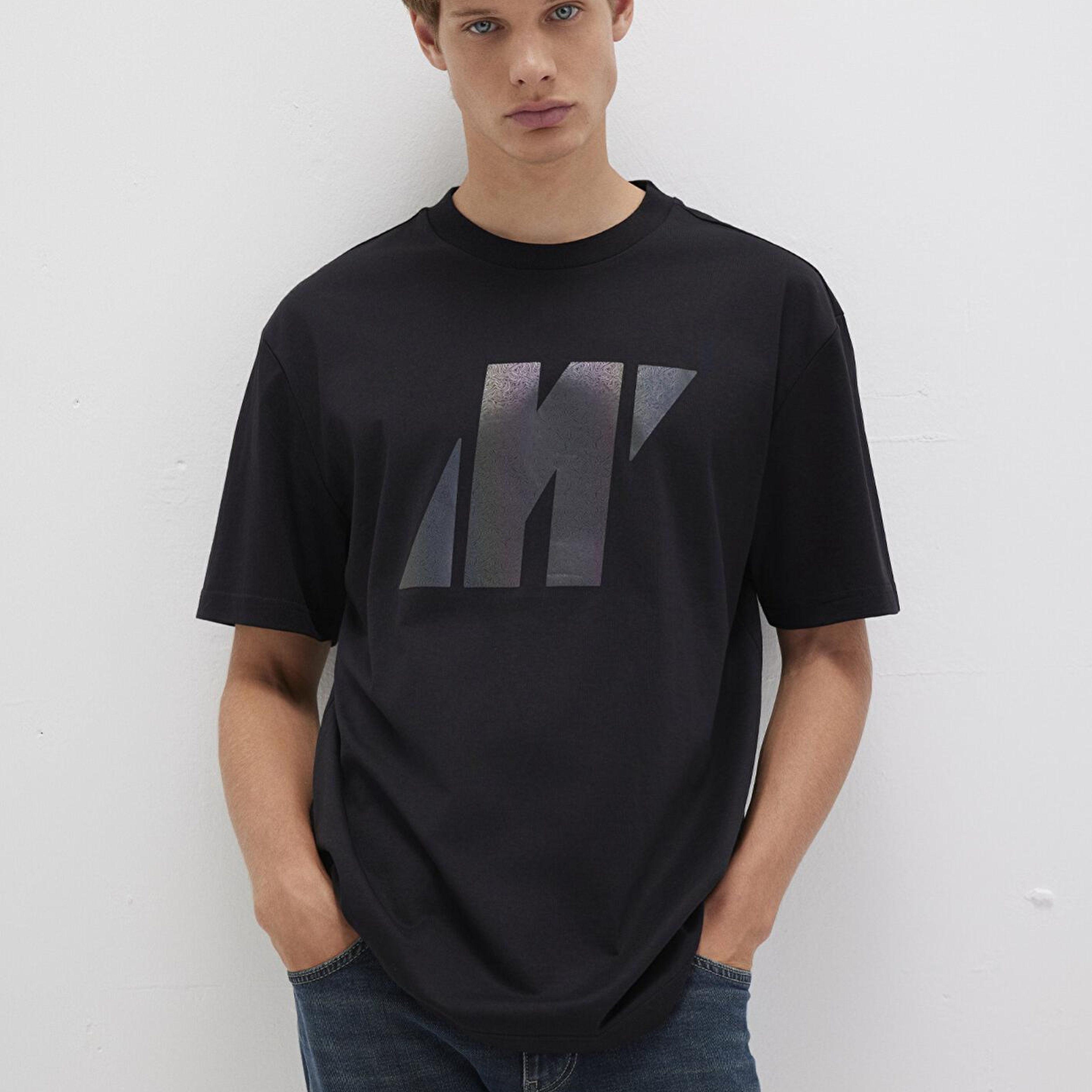 Mavi Mavi Pro Logo Baskılı Siyah Tişört Loose Fit / Bol Rahat Kesim 0613087-900