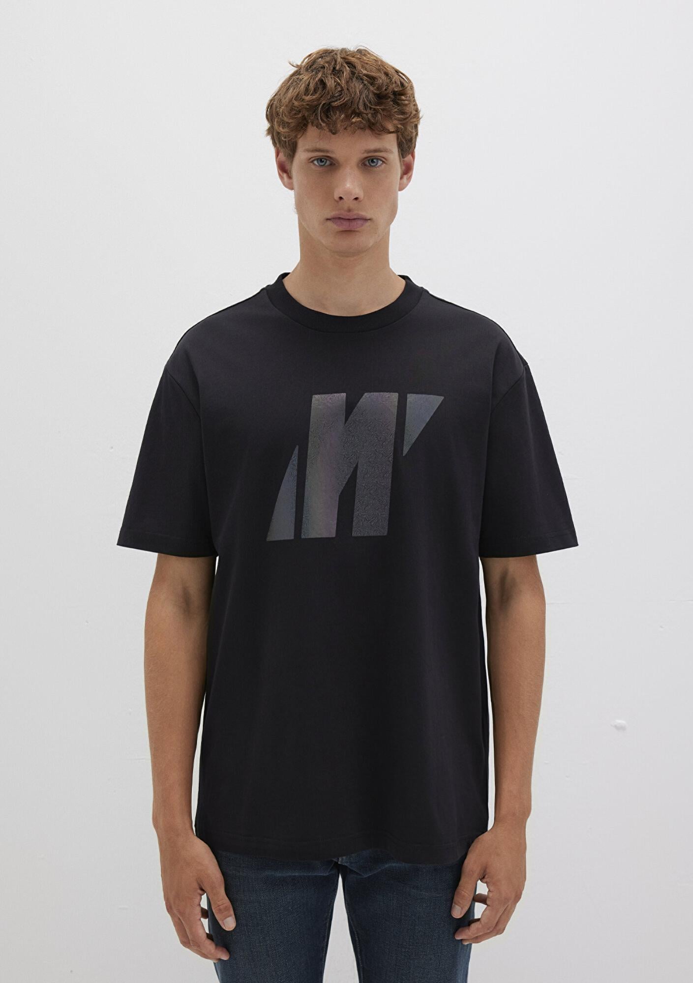 Mavi Mavi Pro Logo Baskılı Siyah Tişört Loose Fit / Bol Rahat Kesim 0613087-900