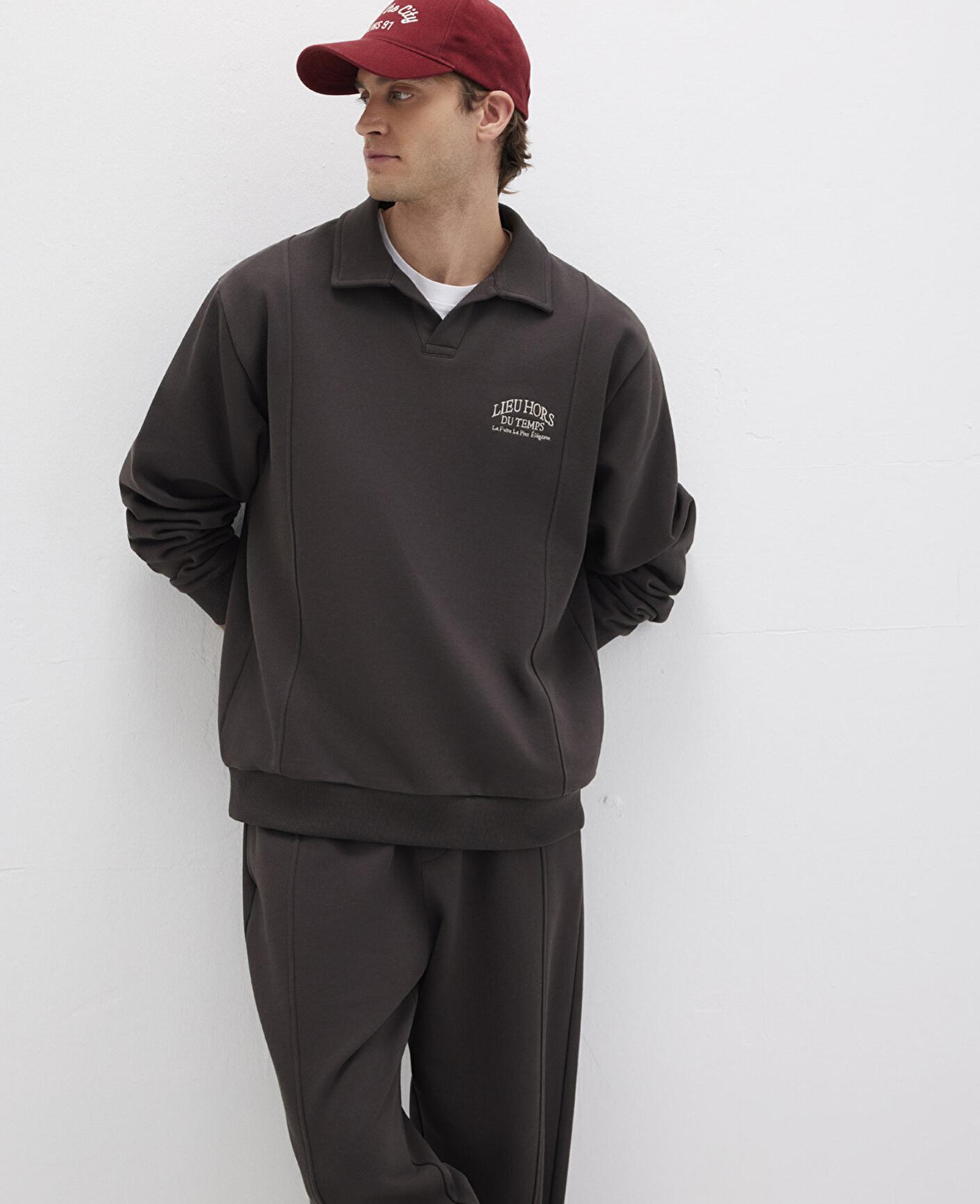 Mavi Polo Yaka Kahverengi Sweatshirt 0S10479-70219