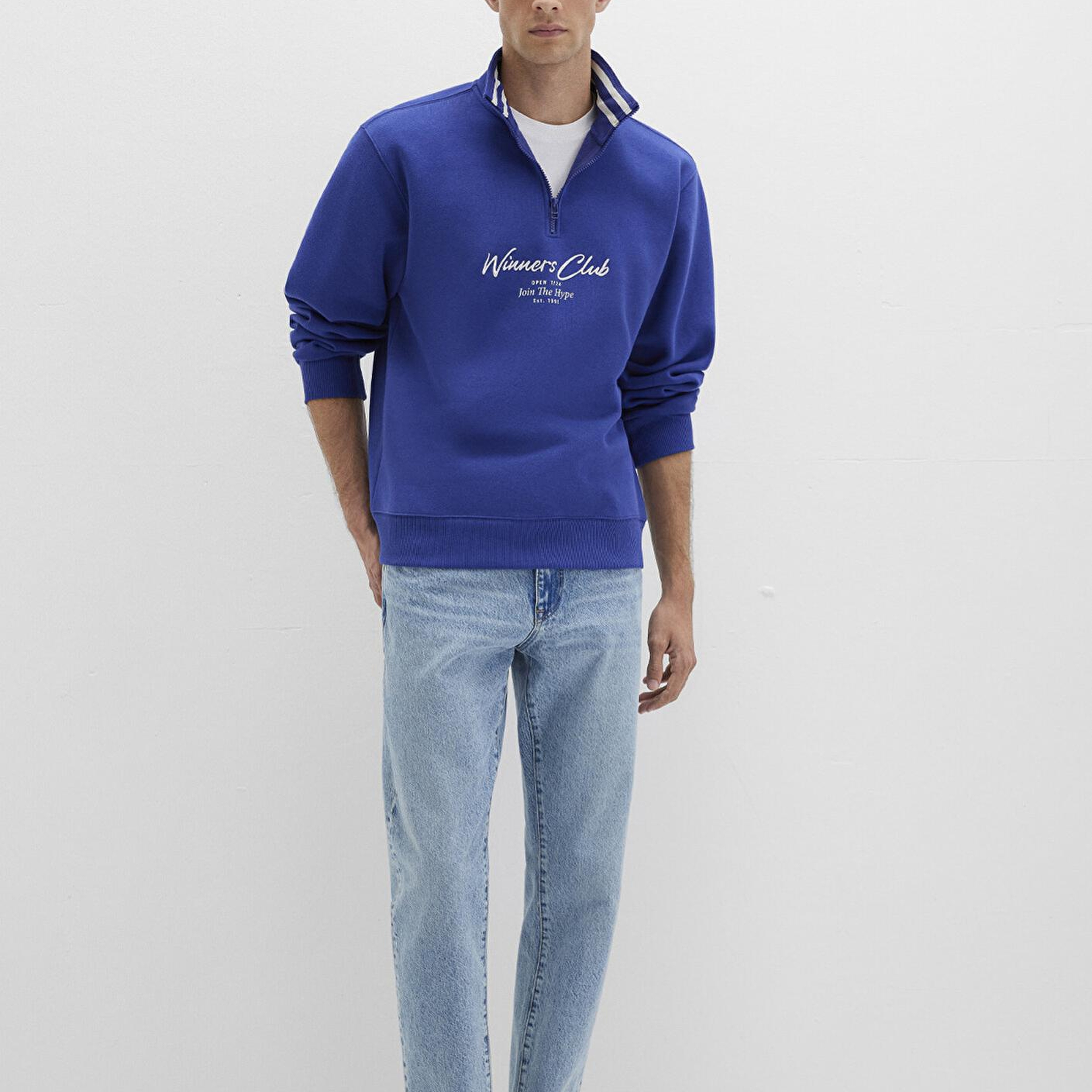 Mavi Winners Club Baskılı Mavi Polo Sweatshirt 0S10488-70695