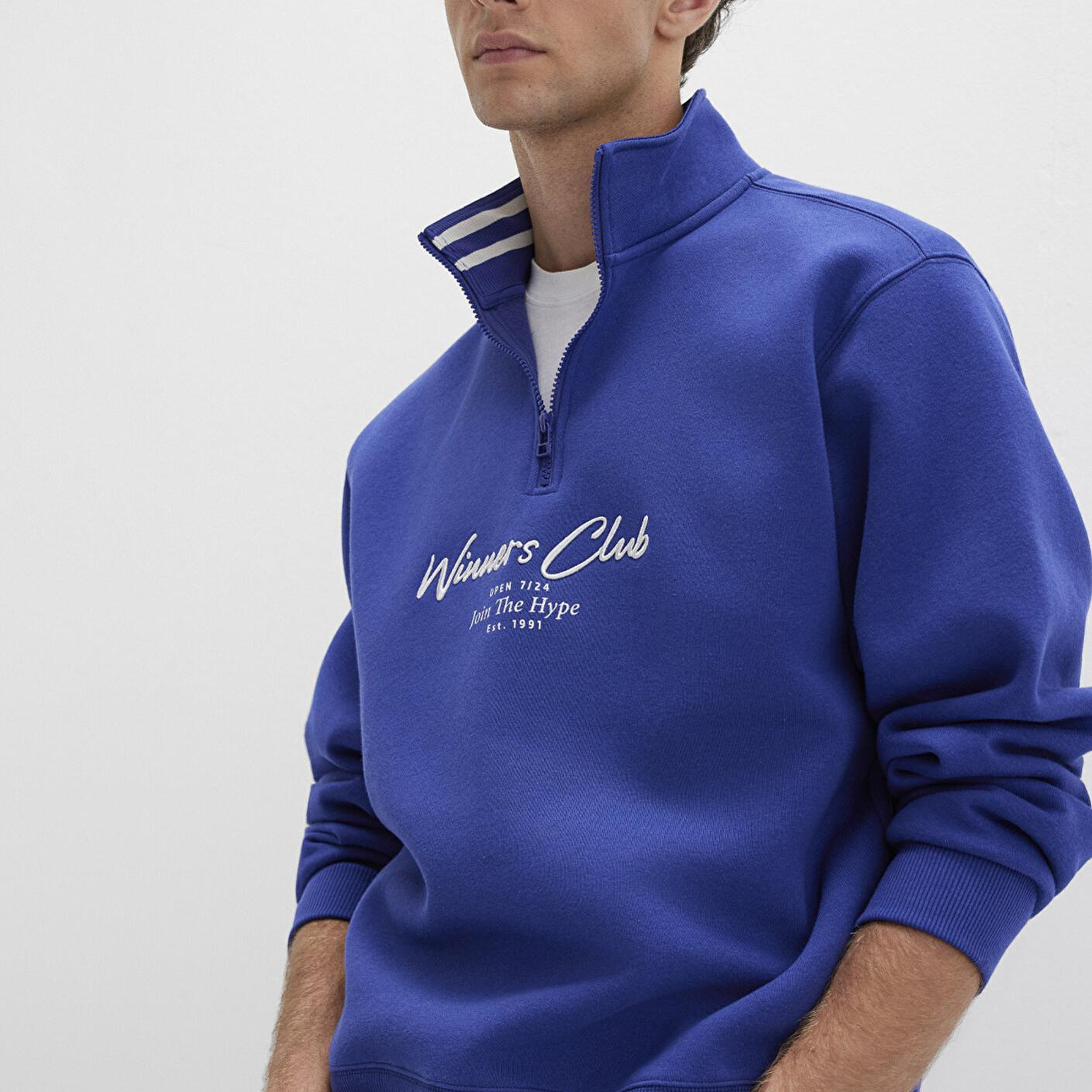 Mavi Winners Club Baskılı Mavi Polo Sweatshirt 0S10488-70695