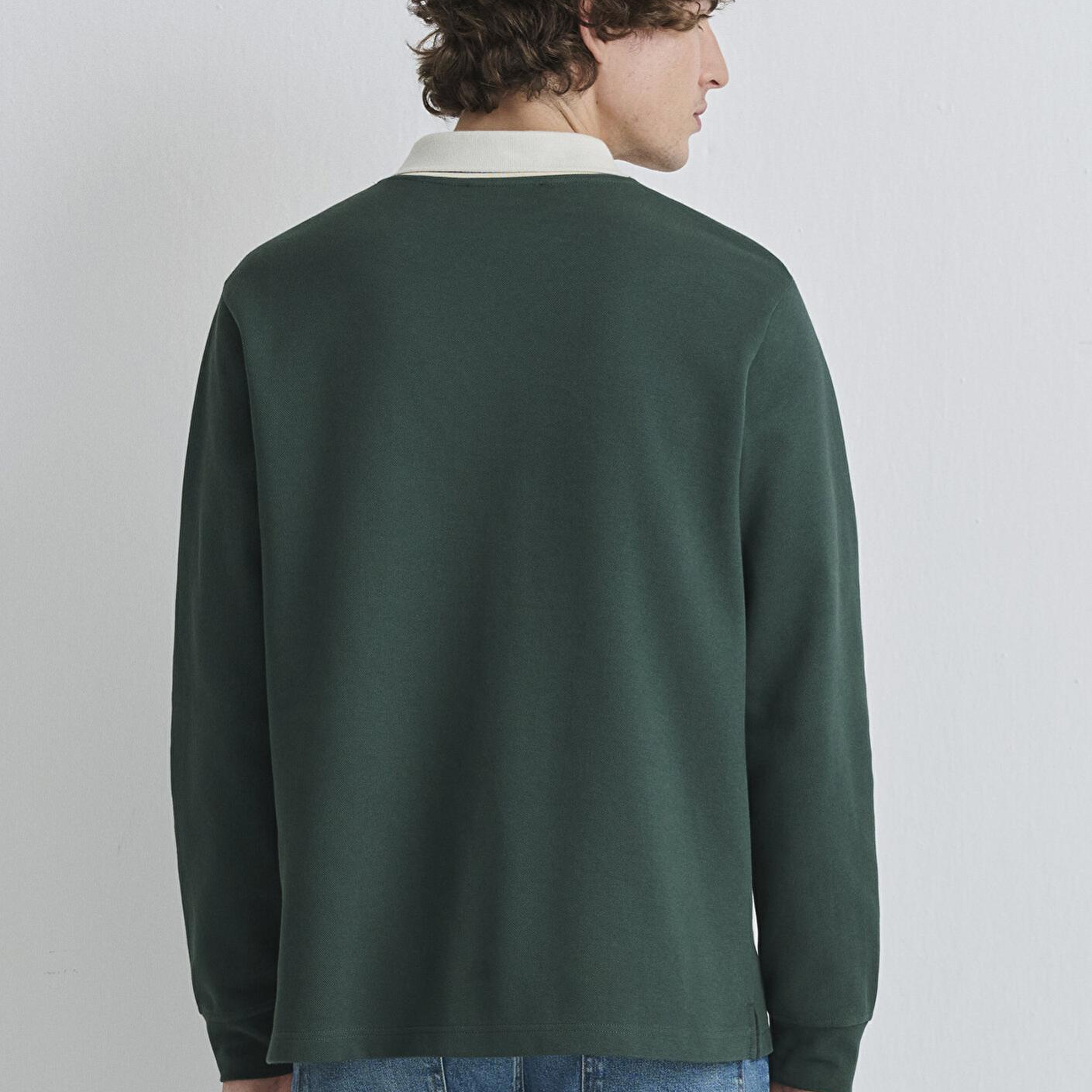 Mavi M Logo Polo Yaka Yeşil İnterlok Sweatshirt 0S10487-71539