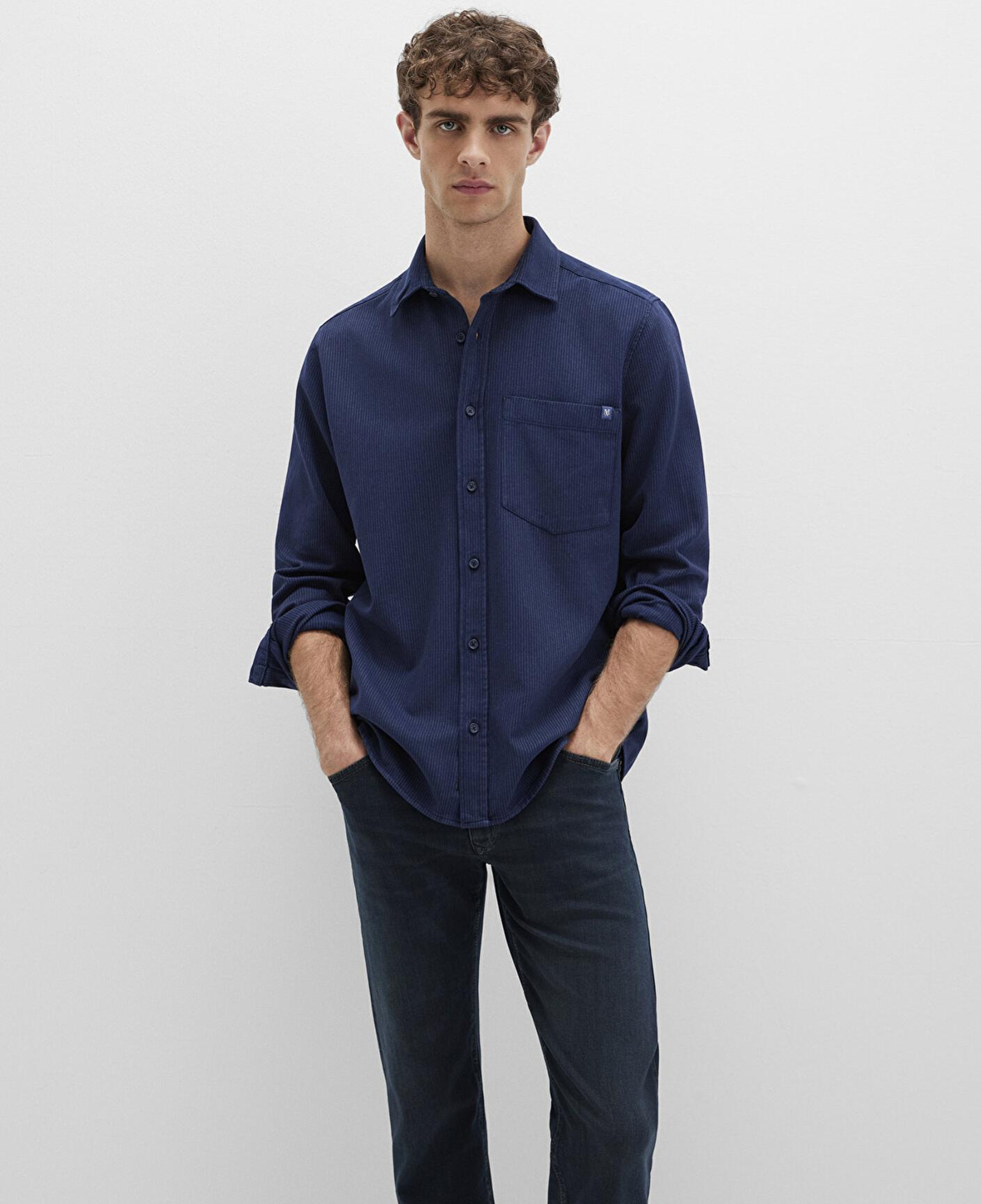 Mavi Çizgili Lacivert Gömlek Regular Fit / Normal Kesim 0211775-91324