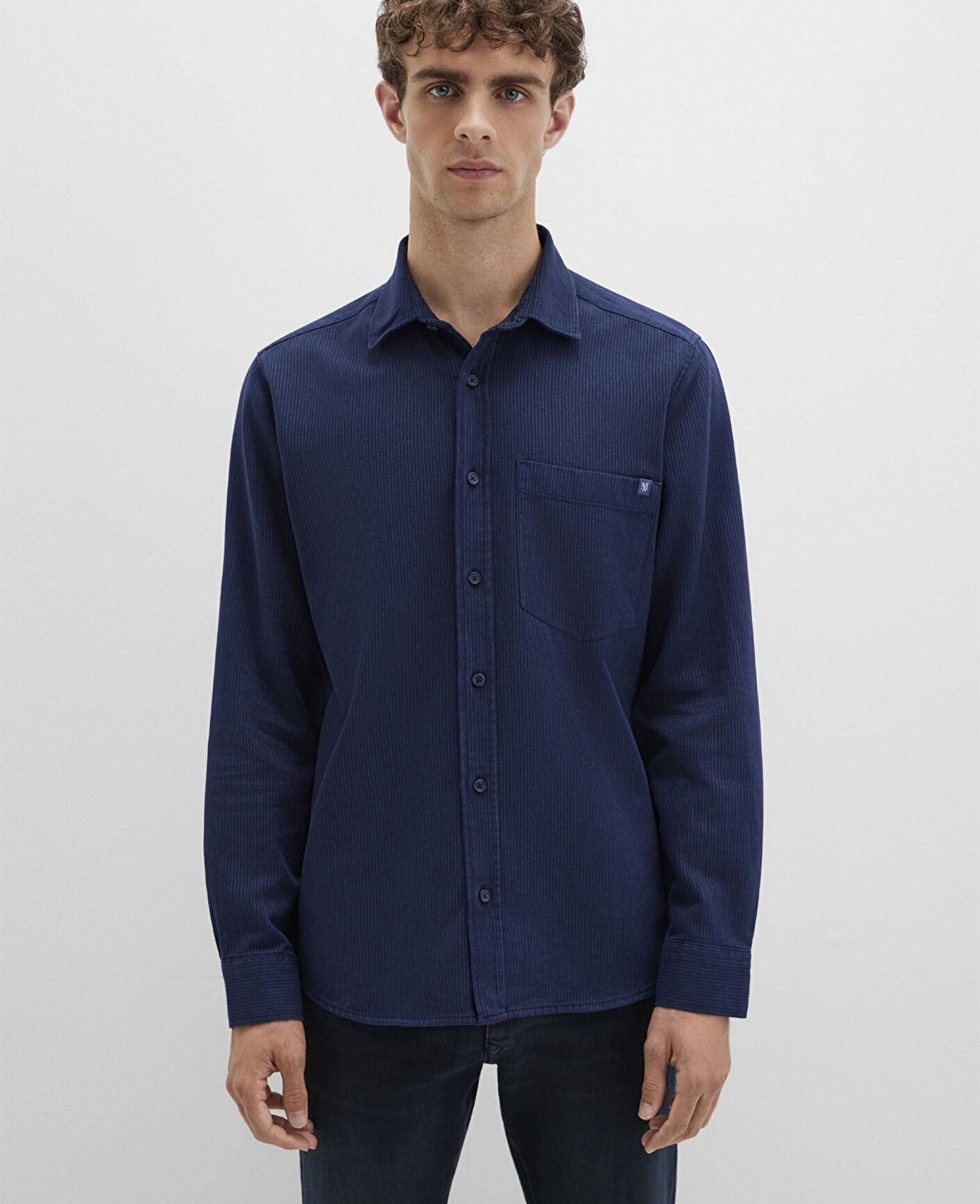 Mavi Çizgili Lacivert Gömlek Regular Fit / Normal Kesim 0211775-91324