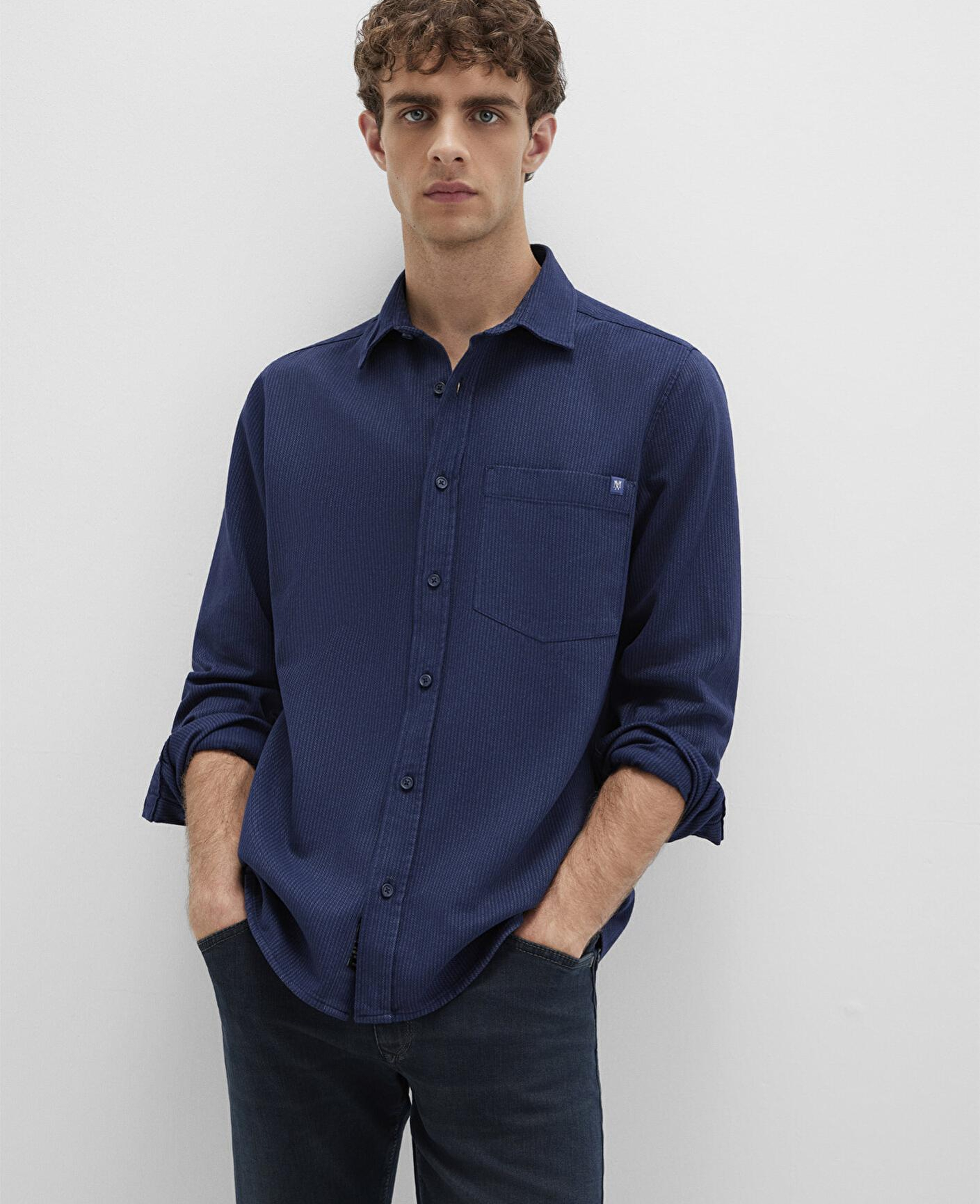 Mavi Çizgili Lacivert Gömlek Regular Fit / Normal Kesim 0211775-91324