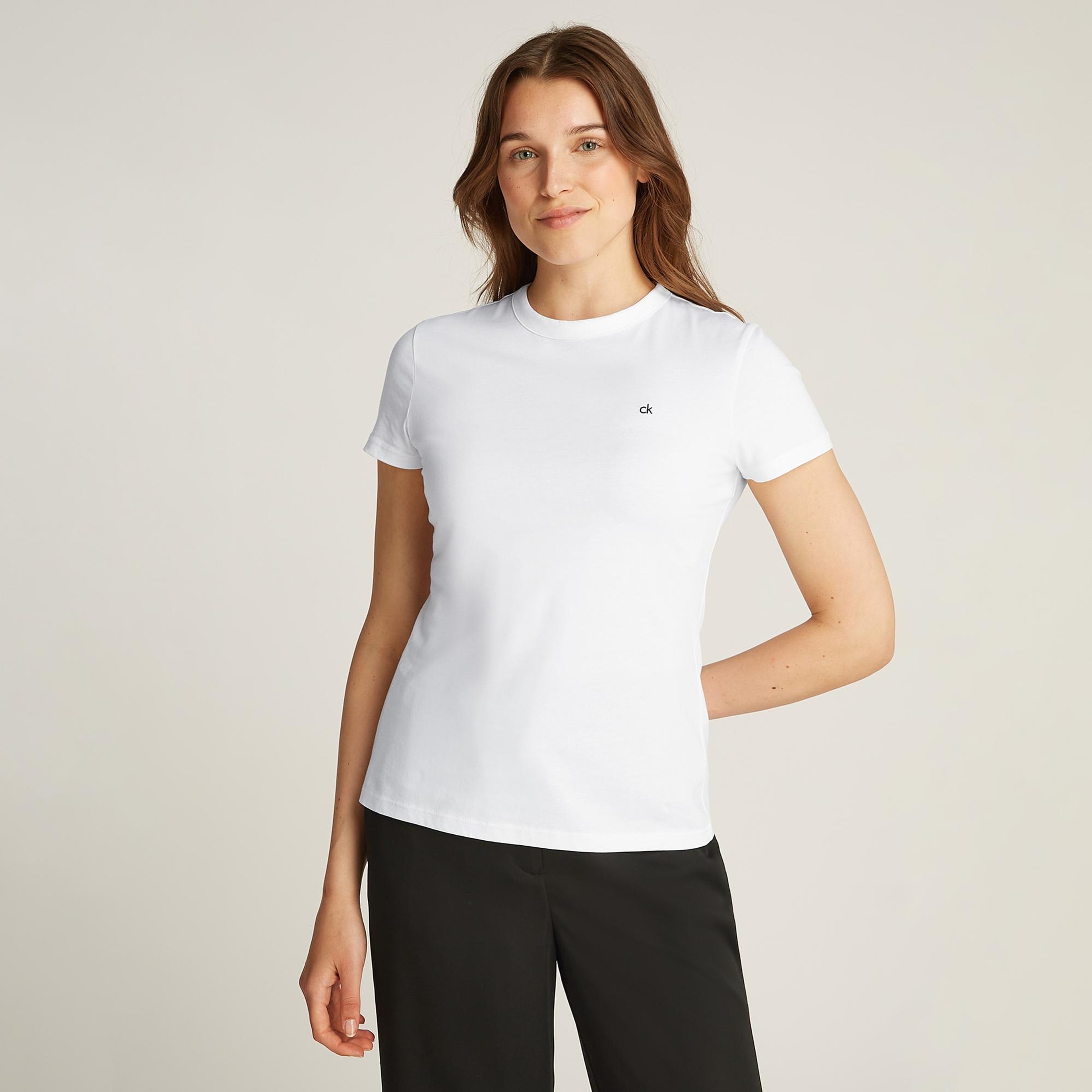 Calvin Klein Graphic Slim Kadın Beyaz T-Shirt