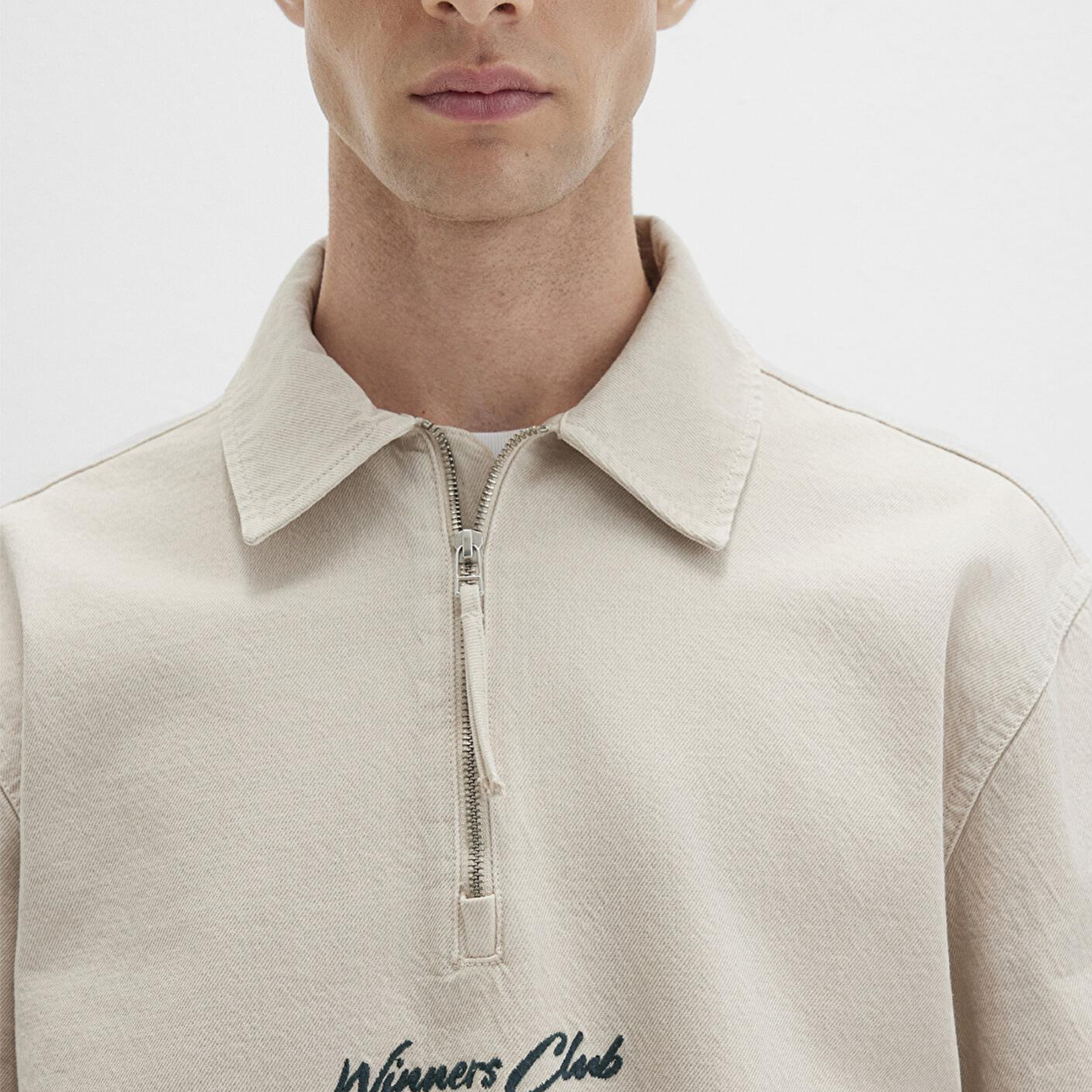 Mavi Yarı Fermuarlı Ekru Gömlek 0211784-81202