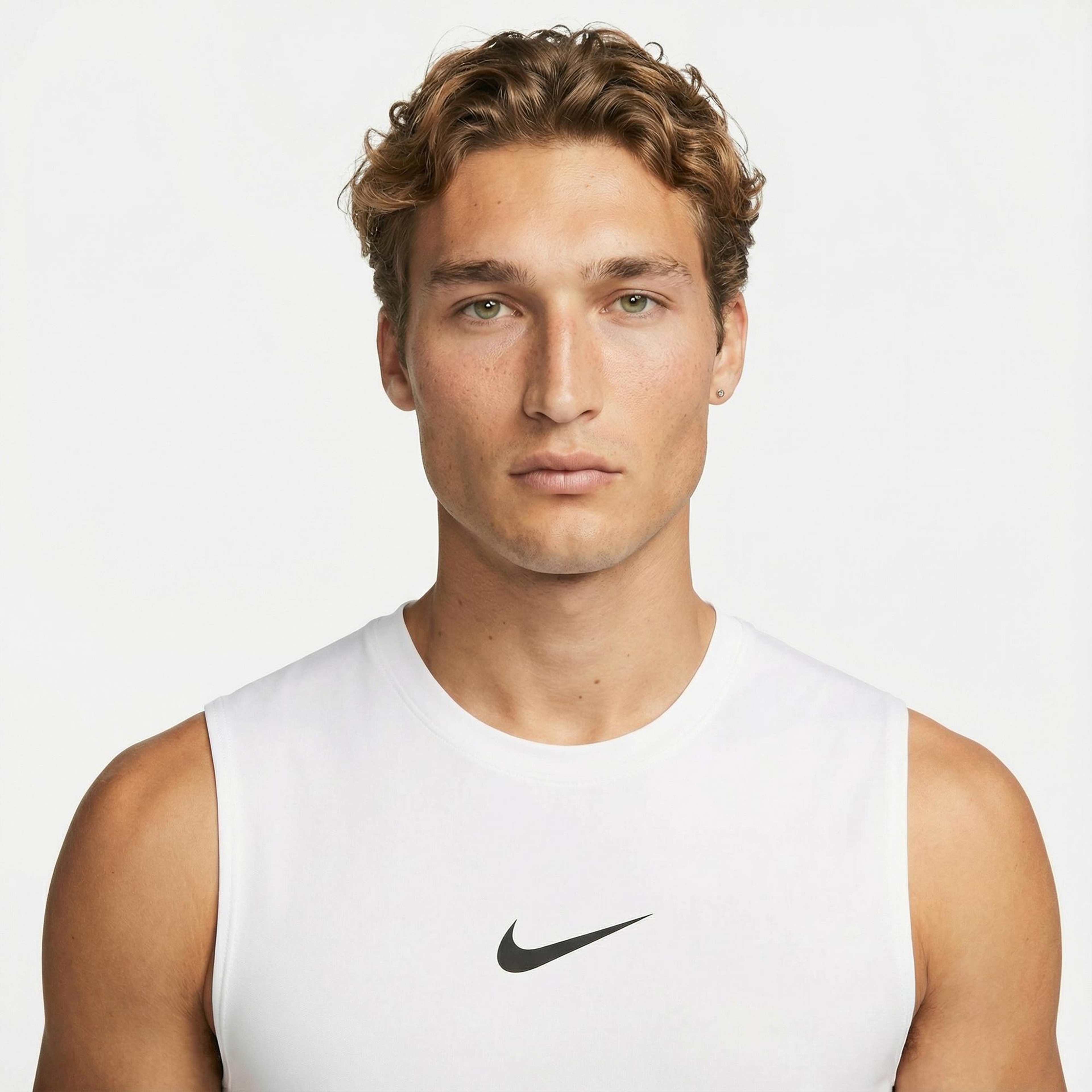 Nike Pro Dri-Fit Erkek Beyaz Kolsuz T-Shirt