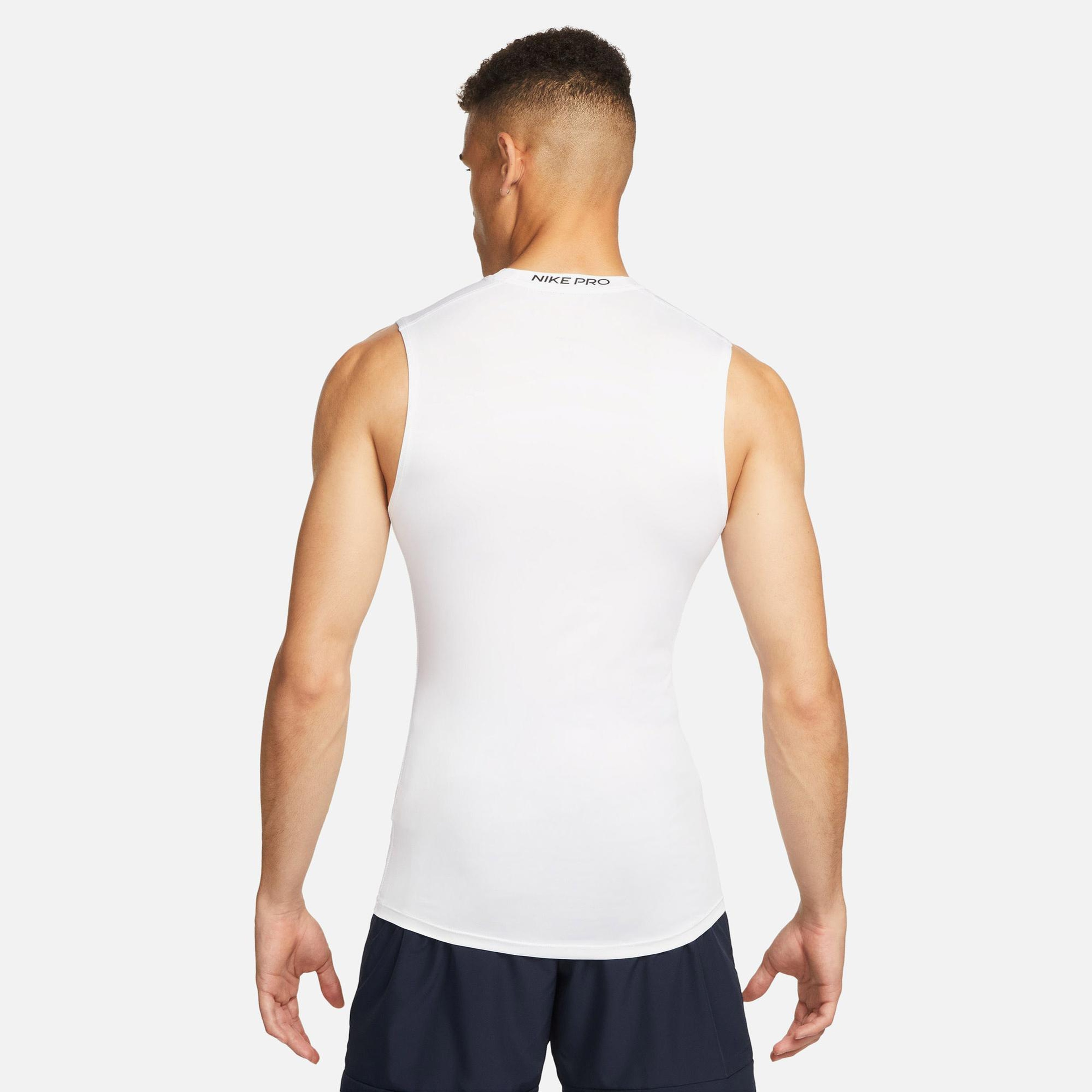Nike Pro Dri-Fit Erkek Beyaz Kolsuz T-Shirt