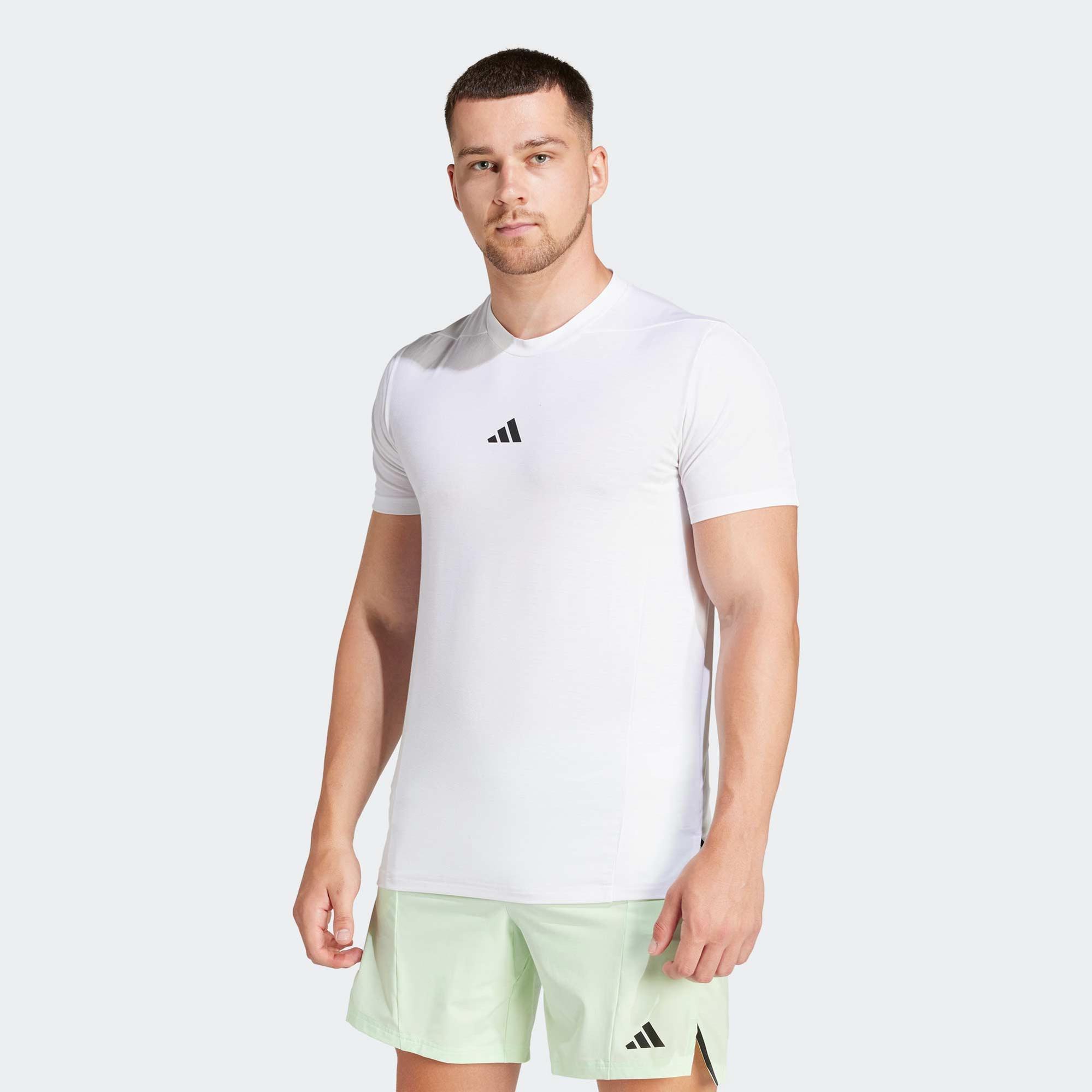 adidas Designed for Training Workout Erkek Beyaz T-Shirt