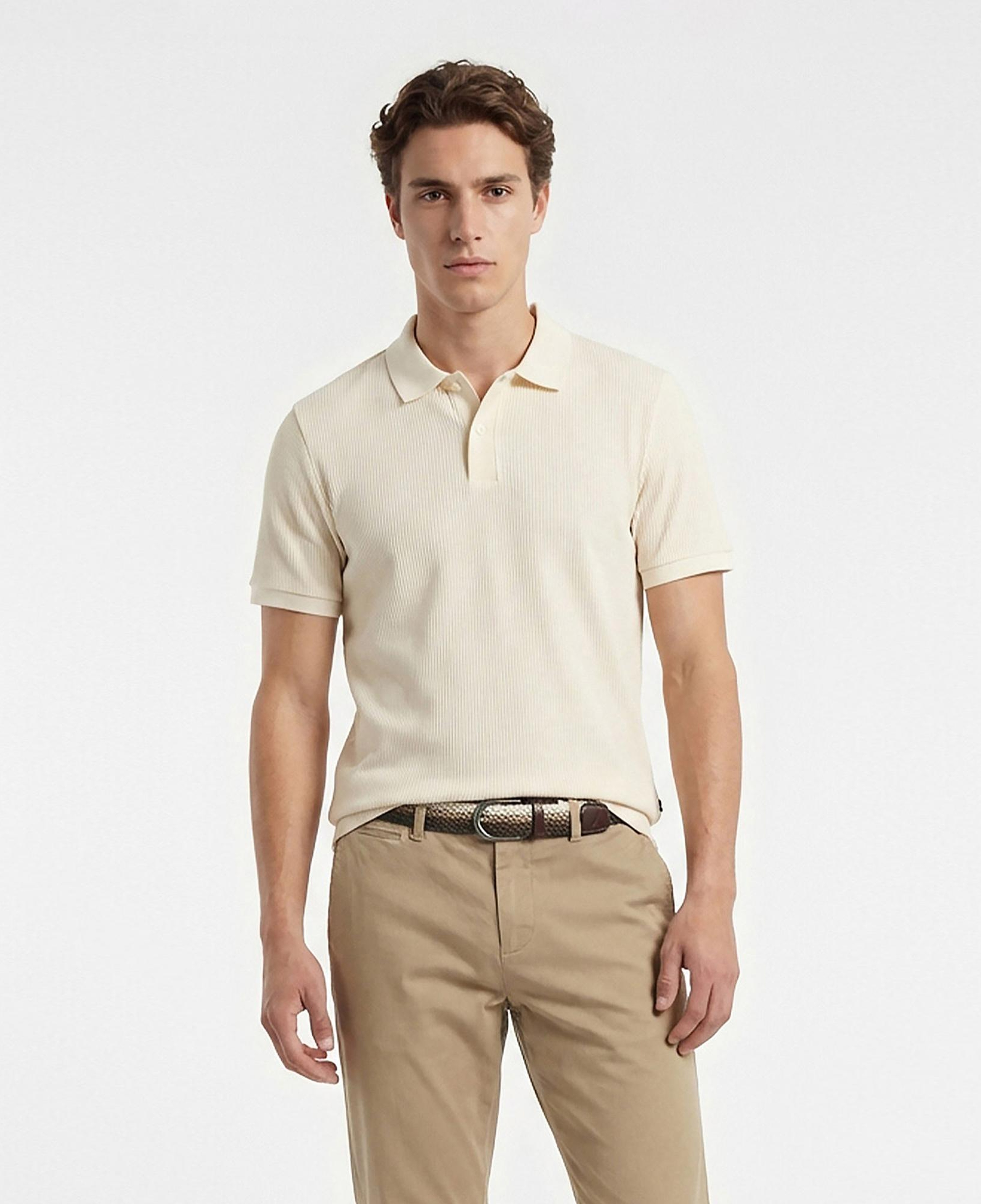 Nautica Erkek Krem Slim Fit Polo Yaka T-Shirt