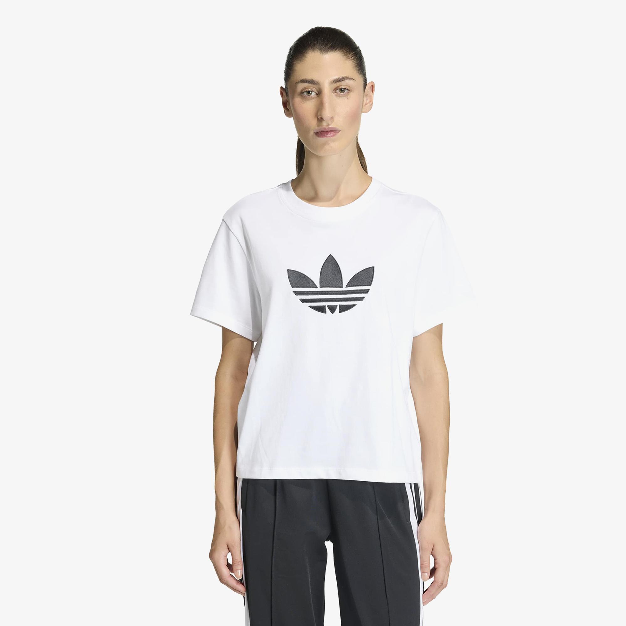 adidas Trefoil Boxy Kadın Beyaz T-Shirt