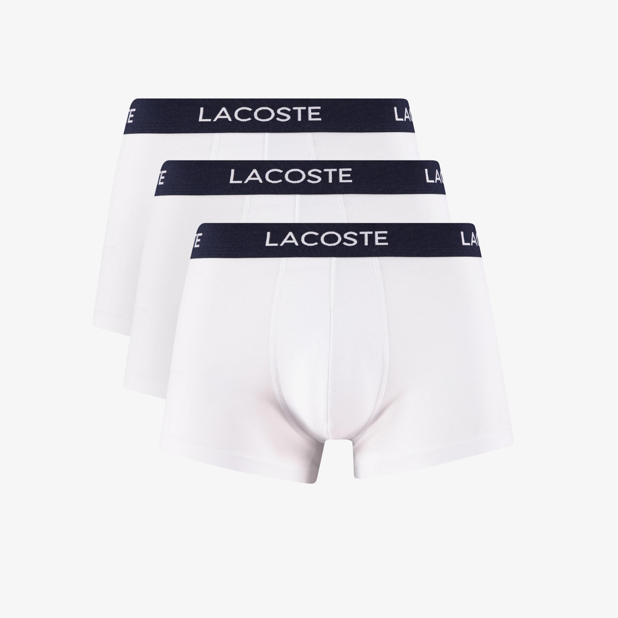 Lacoste Erkek Baskılı 3'lü Beyaz Boxer