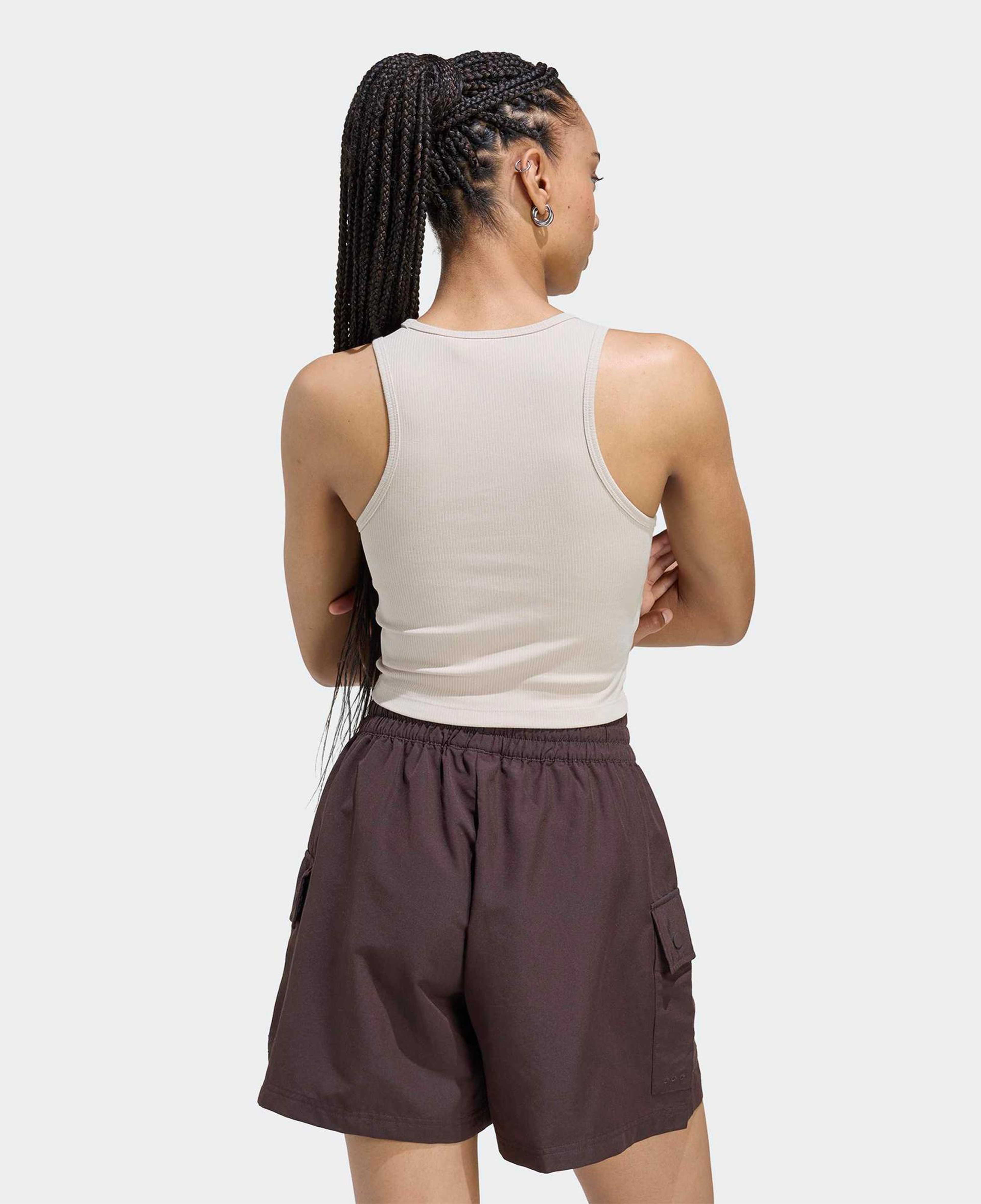 adidas Essentials Ribbed Kadın Bej Crop T-Shirt